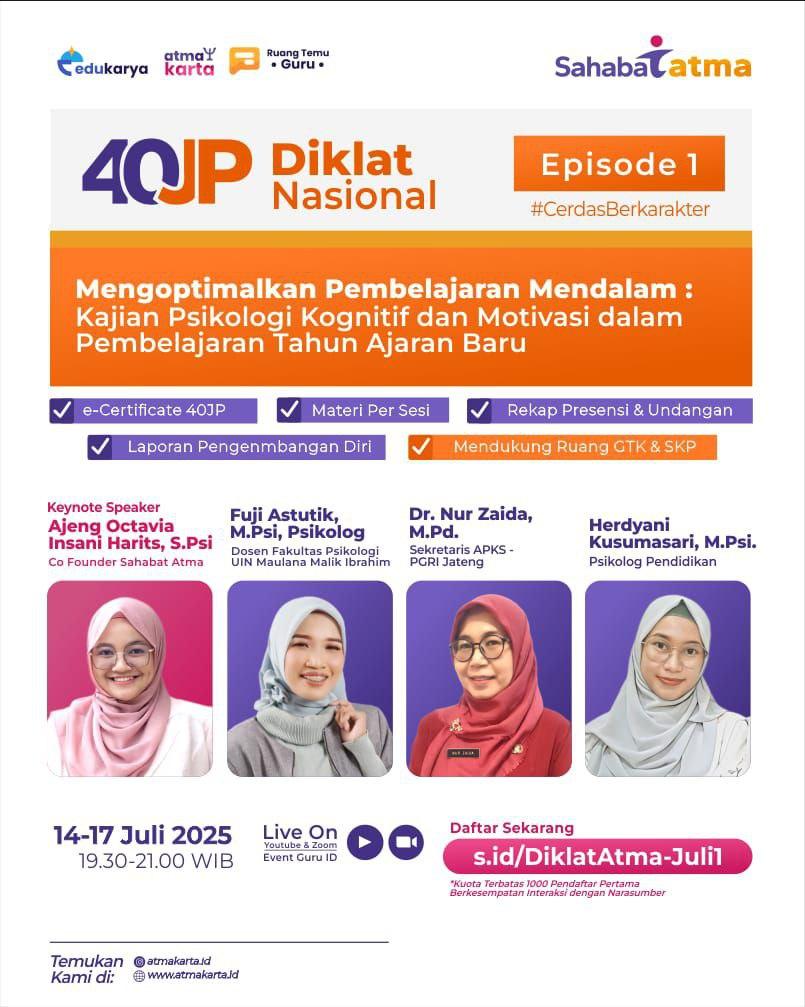 DIKLAT NASIONAL 40JP Mengoptimalkan Pembelajaran Mendalam : Kajian Psikologi Kognitif dan Motivasi dalam Pembelajaran Tahun Ajaran Baru