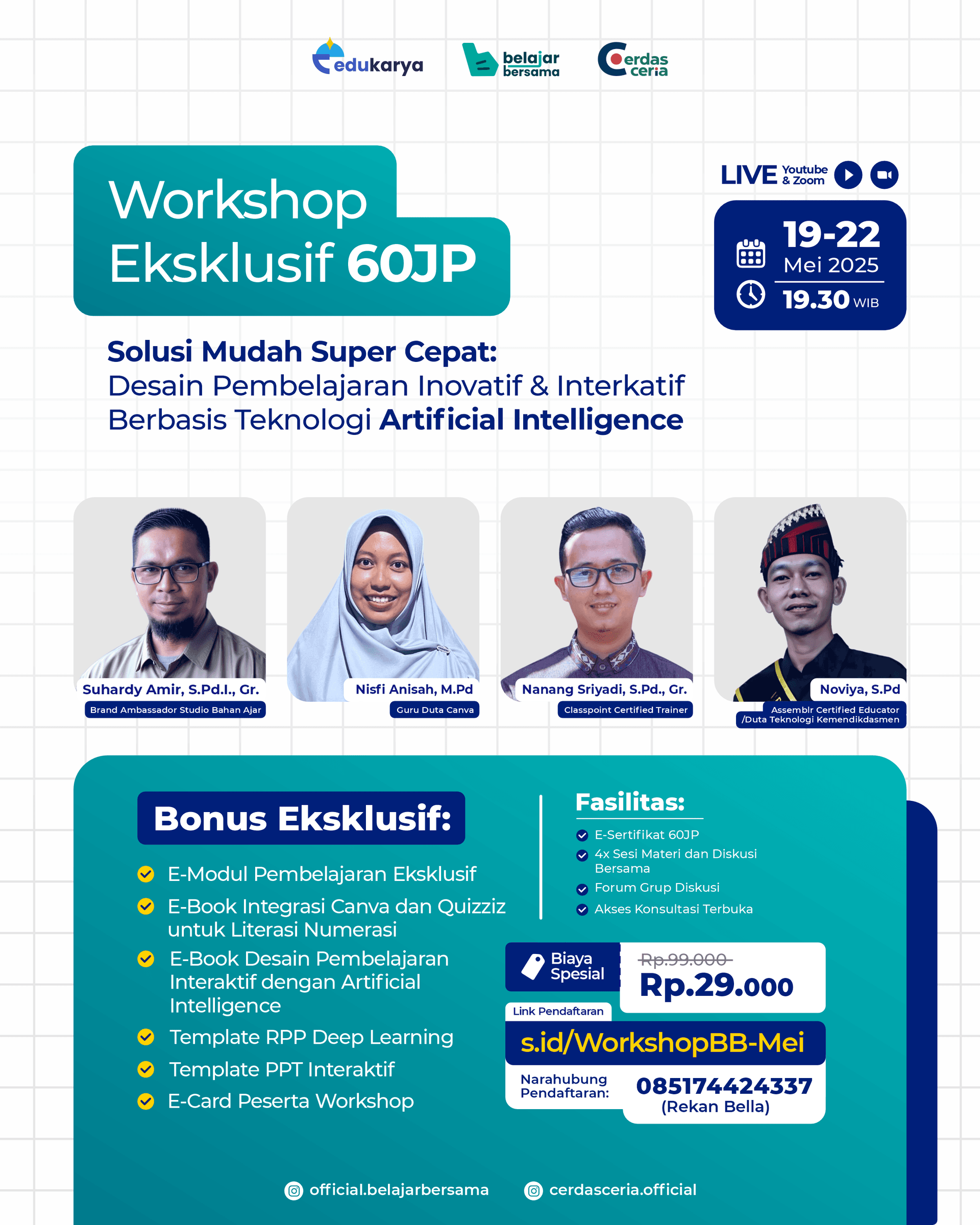 Workshop 60JP : "Solusi Mudah Super Cepat: Desain Pembelajaran Inovatif & Interkatif Berbasis Teknologi Artificial Intelligence"