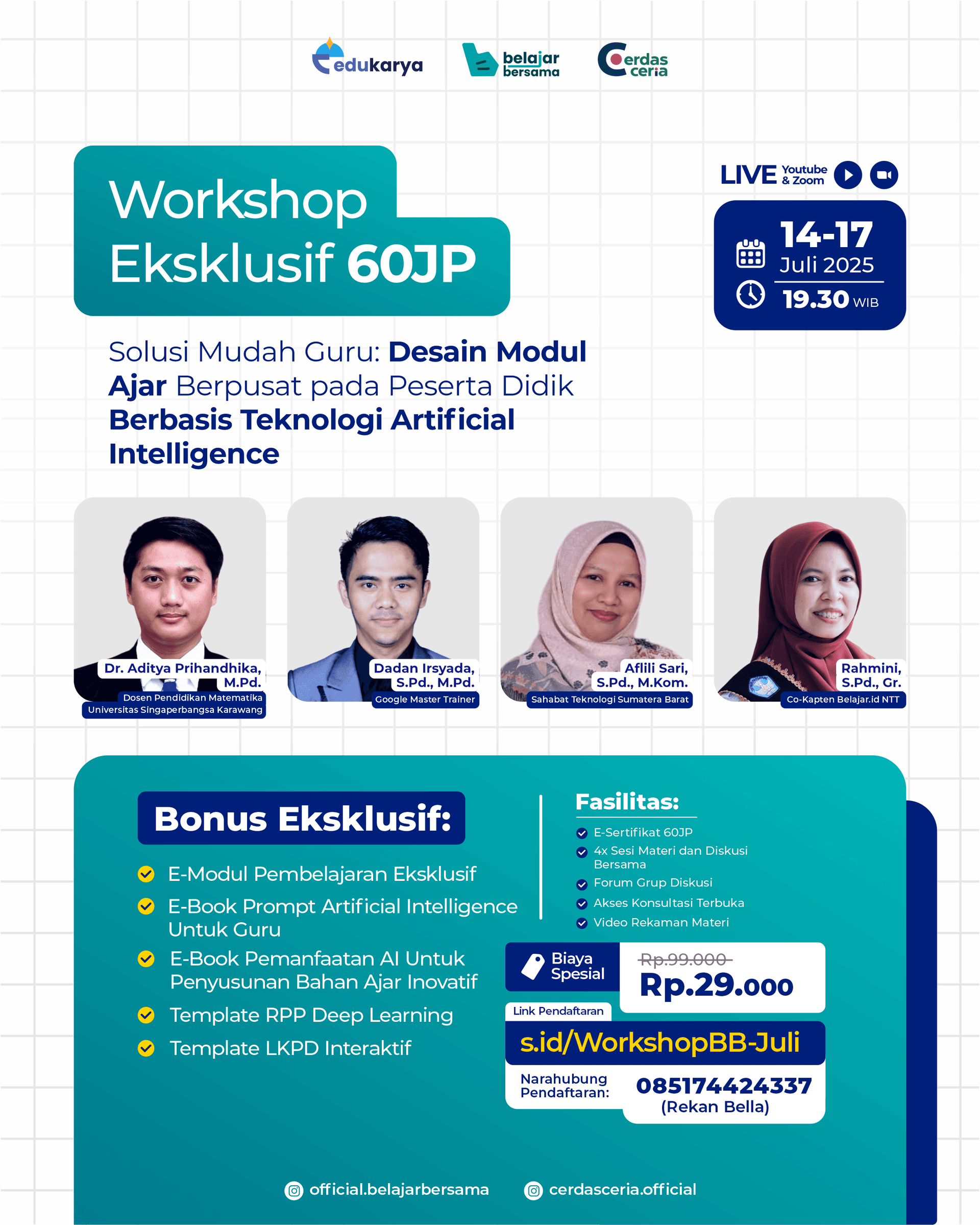 Workshop Eksklusif 60JP "Solusi Mudah Guru: Desain Modul Ajar Berpusat pada Peserta Didik Berbasis Teknologi Artificial Intelligence"