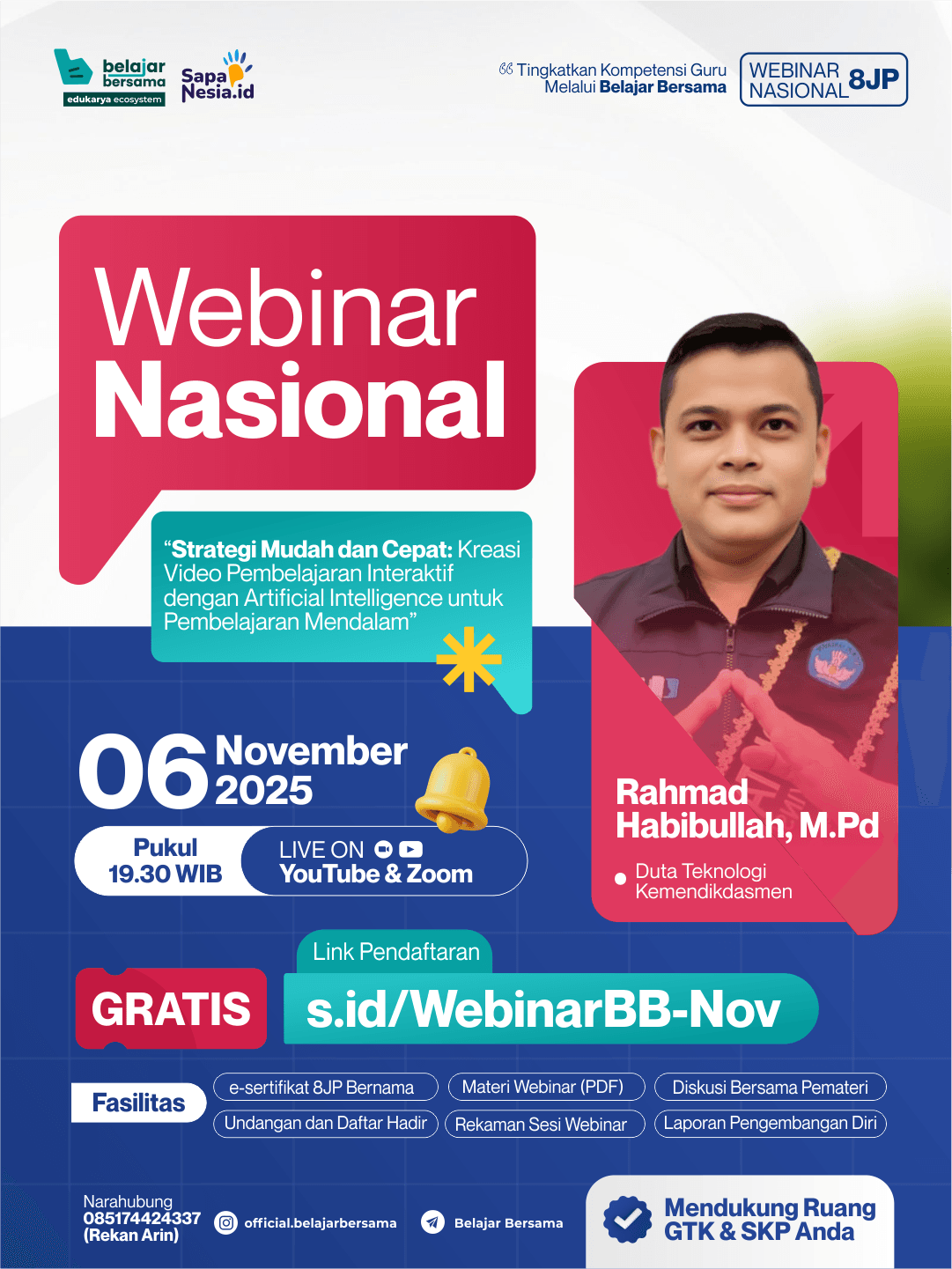 Webinar Nasional 8JP : Strategi Mudah dan Cepat: Kreasi Video Pembelajaran Interaktif dengan Artificial Intelligence untuk Pembelajaran Mendalam