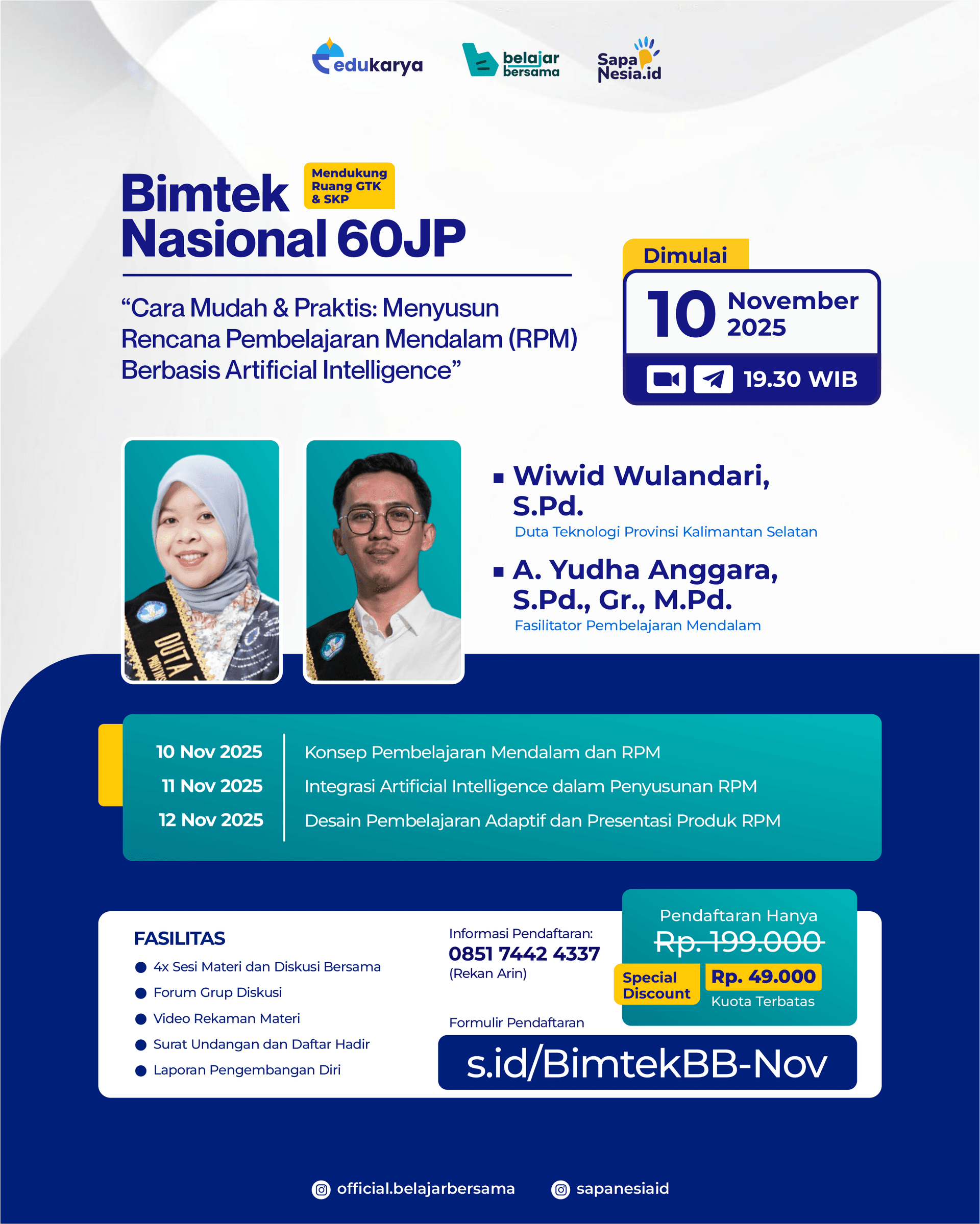 BIMTEK Nasional 60 JP : "Cara Mudah & Praktis: Menyusun Rencana Pembelajaran Mendalam (RPM) Berbasis Artificial Intelligence"
