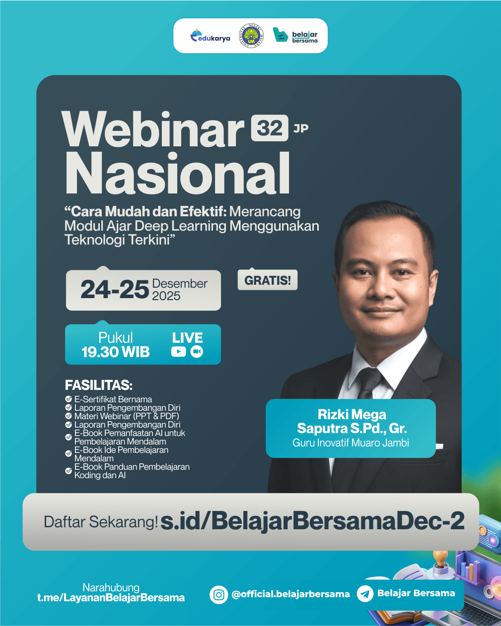 Webinar Nasional 32JP: "Cara Mudah dan Efektif: Merancang Modul Ajar Deep Learning Menggunakan Teknologi Terkini"
