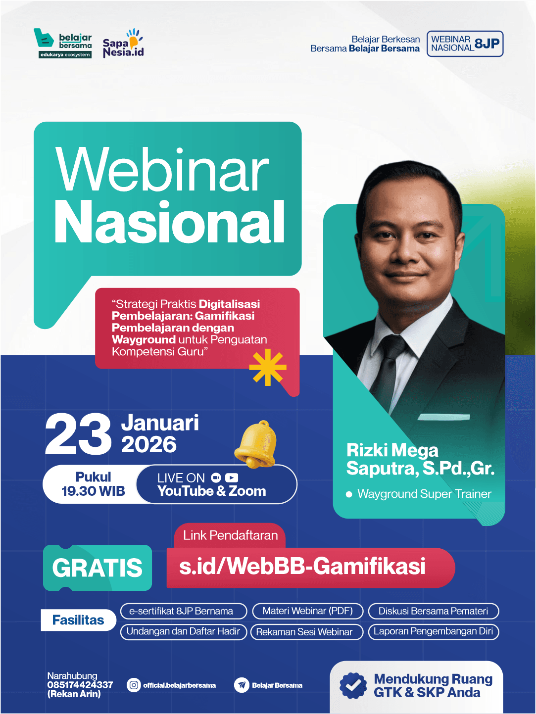 Webinar Nasional 8 JP : Strategi Praktis Digitalisasi Pembelajaran: Gamifikasi Pembelajaran dengan Wayground untuk Penguatan Kompetensi Guru