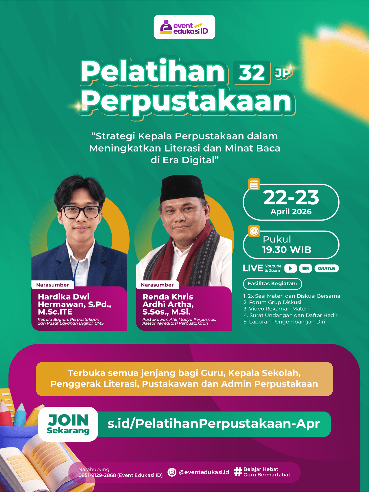 PELATIHAN PERPUSTAKAAN 32JP: "Strategi Kepala Perpustakaan dalam Meningkatkan Literasi dan Minat Baca di Era Digital"
