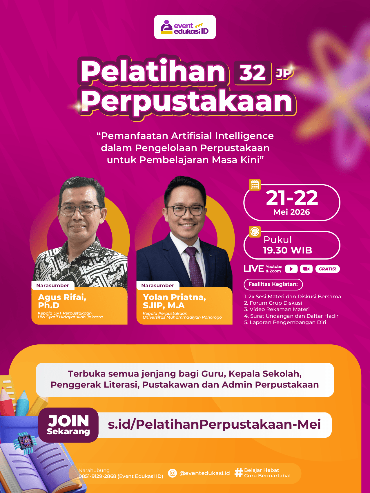 Pelatihan Perpustakaan 32JP: "Pemanfaatan  Artificial Intelligence dalam Pengelolaan  Perpustakaan untuk Pembelajaran Masa Kini"