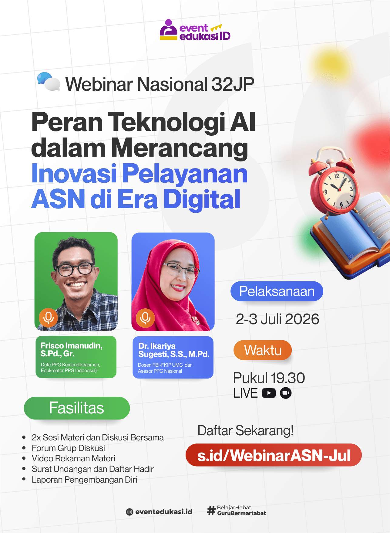 Webinar Nasional 32 JP: "Peran Teknologi AI dalam Merancang Inovasi Pelayanan ASN di Era Digital"  