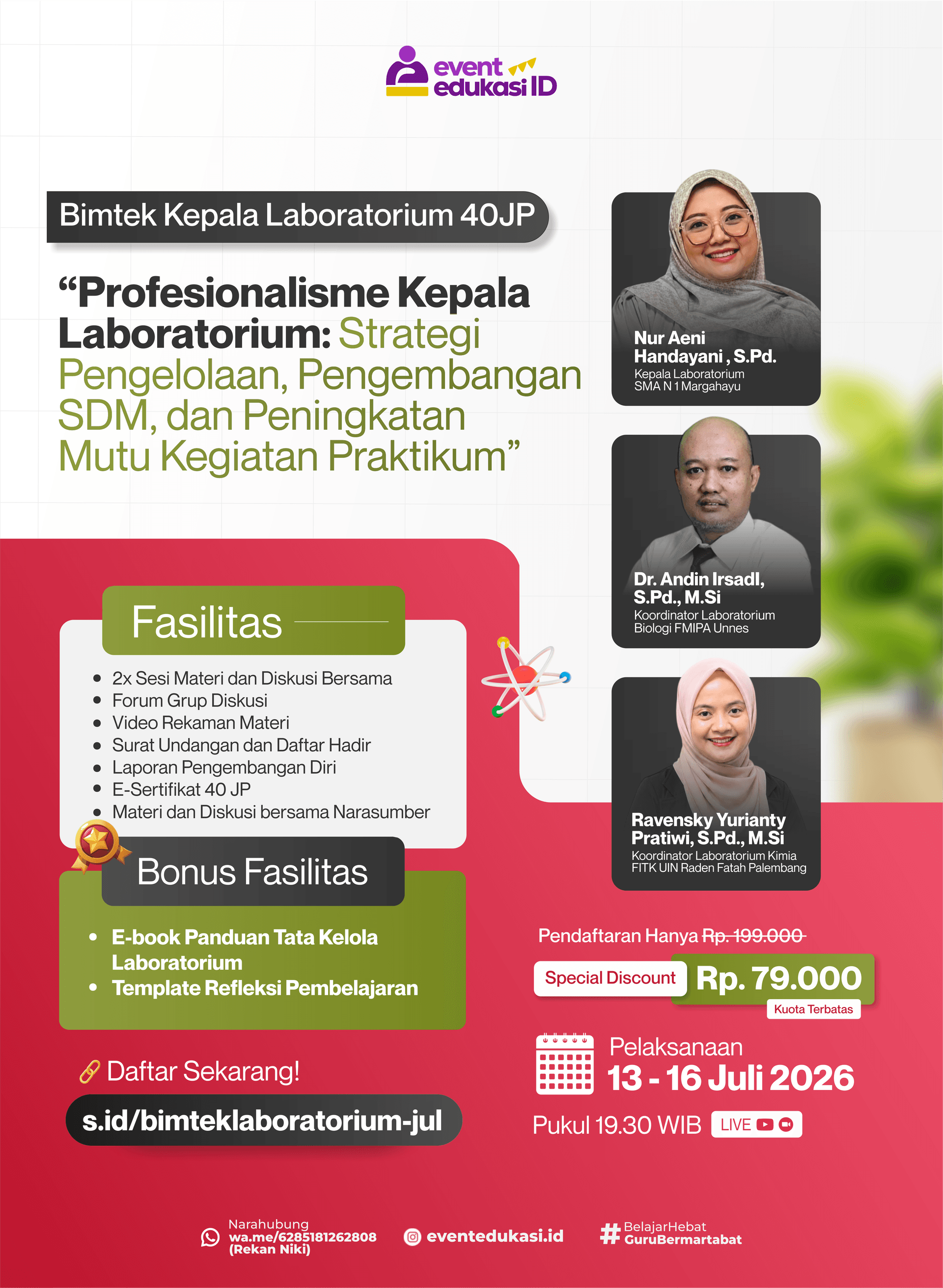 BIMTEK Kepala Laboratorium 40JP : "Profesionalisme Kepala Laboratorium: Strategi Pengelolaan, Pengembangan SDM, dan Peningkatan Mutu Kegiatan Praktikum"
