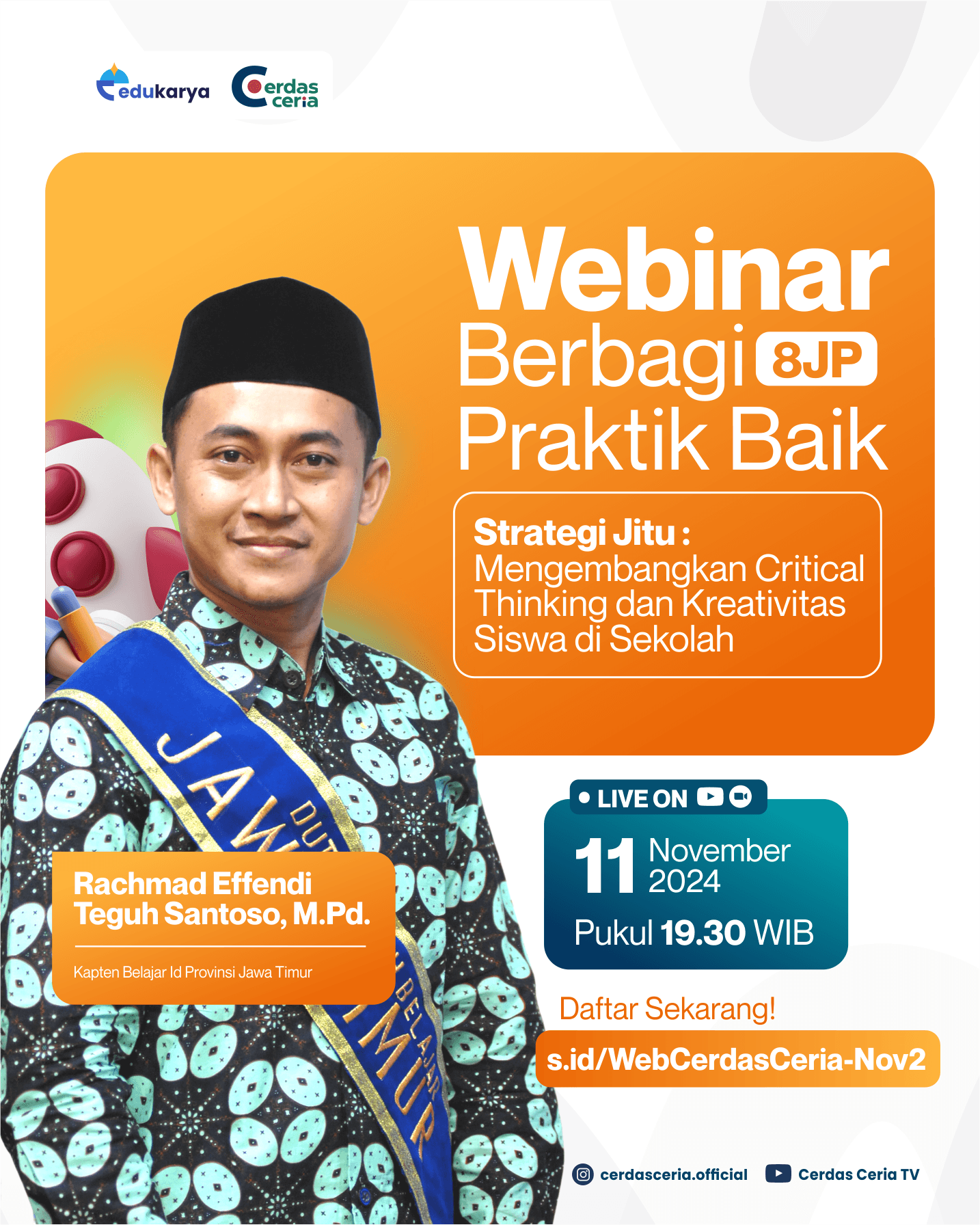 Webinar Berbagi Praktik Baik 8JP "Strategi Jitu : Mengembangkan Critical Thinking dan Kreativitas Siswa dalam Kurikulum Merdeka"
