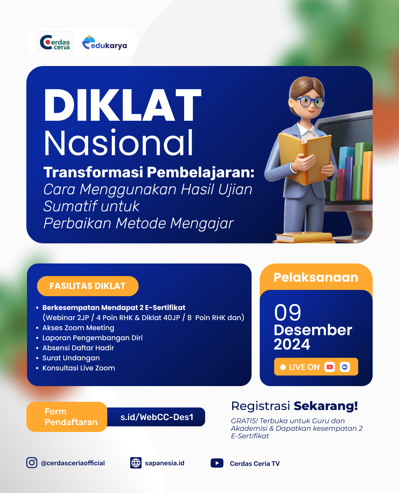 Webinar Nasional 4JP : "Transformasi Pembelajaran: Cara Menggunakan Hasil Ujian Sumatif unuk Perbaikan Metode Mengajar"