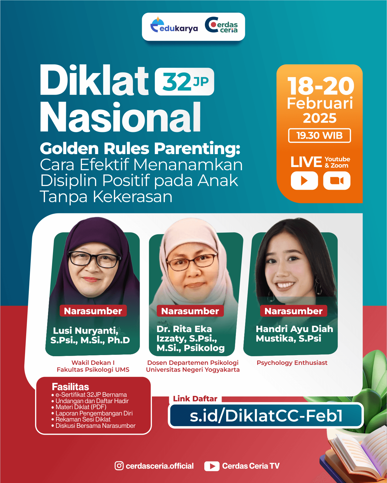 Diklat Nasional 32 JP "Golden Rules Parenting: Cara Efektif Menanamkan Disiplin Positif Pada Anak Tanpa Kekerasan"