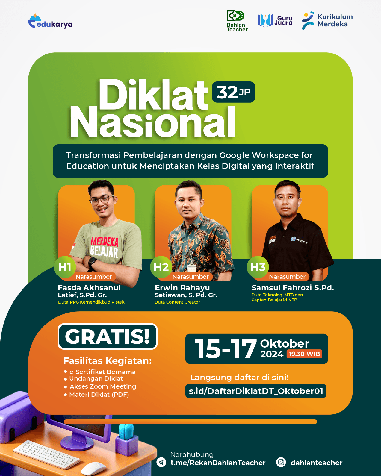 Diklat Nasional 32 JP Tranformasi Pembelajaran dengan Google Workspace for Education untuk Menciptakan Kelas Digital yang Interaktif