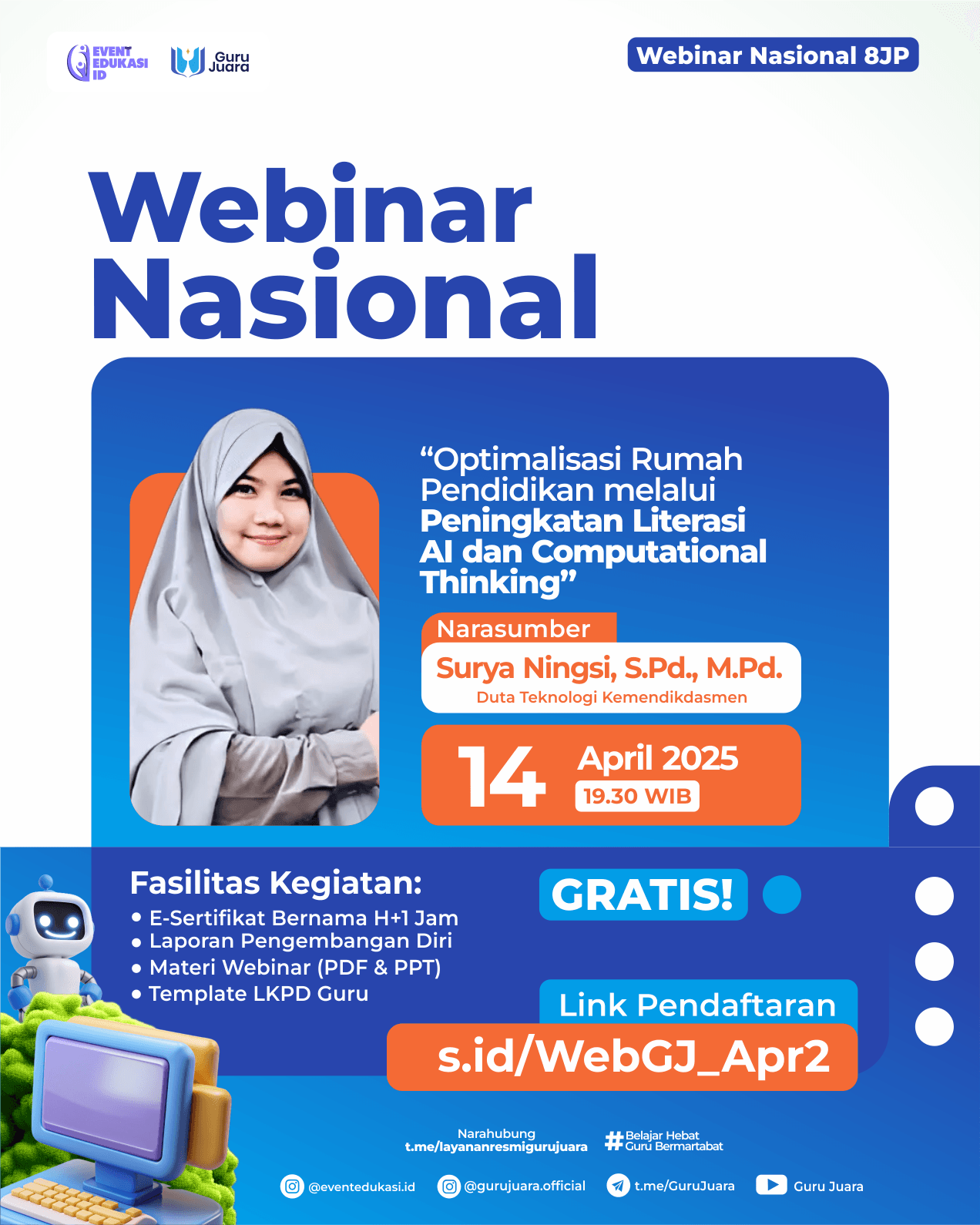 Webinar Berbagi Praktik Baik "Optimalisasi Rumah Pendidikan melalui Peningkatan Literasi AI dan Computational Thinking"