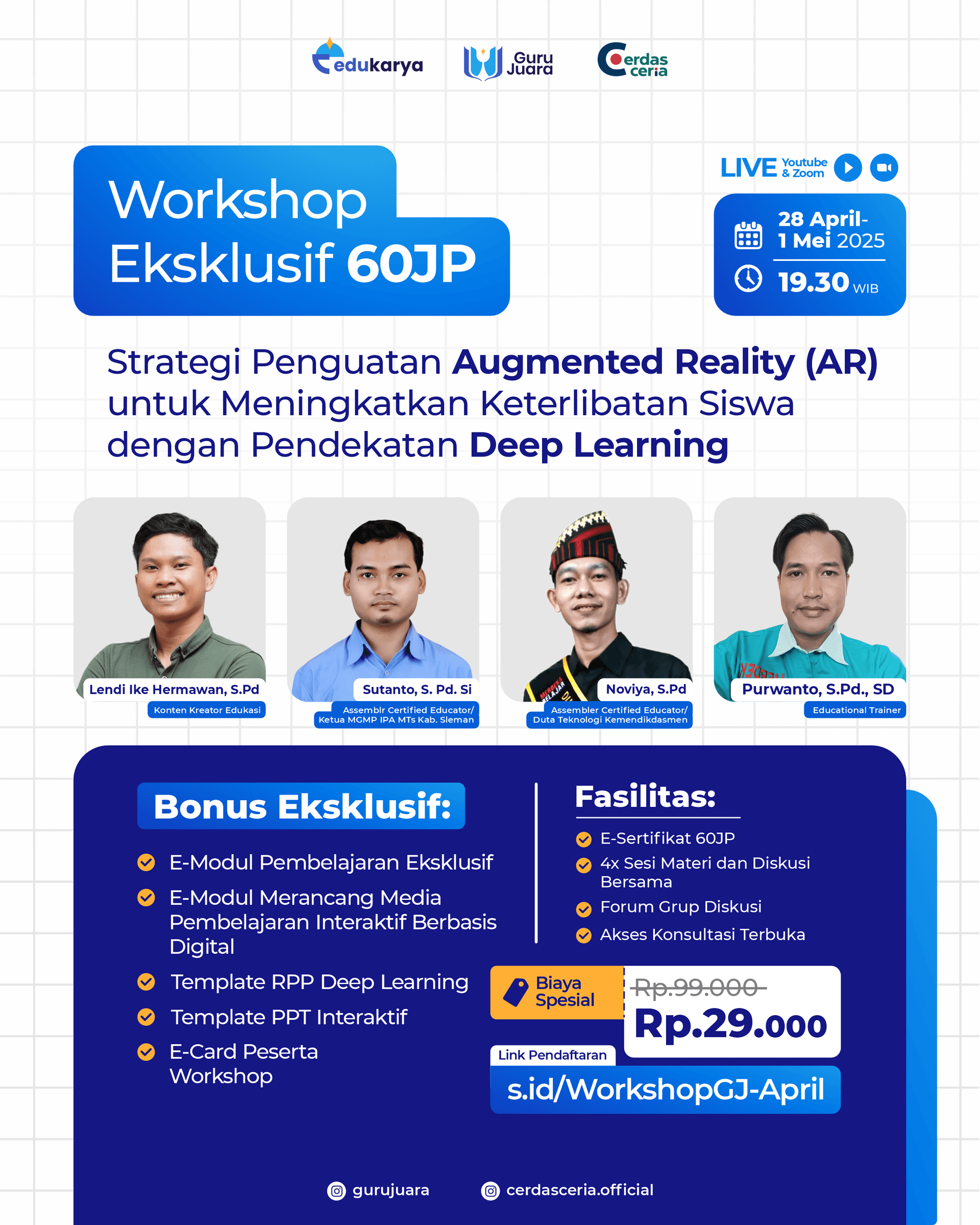 Workshop Eksklusif 60JP "Strategi Penggunaan Augmented Reality (AR) untuk Meningkatkan Keterlibatan Siswa dengan Pendekatan Deep Learning"