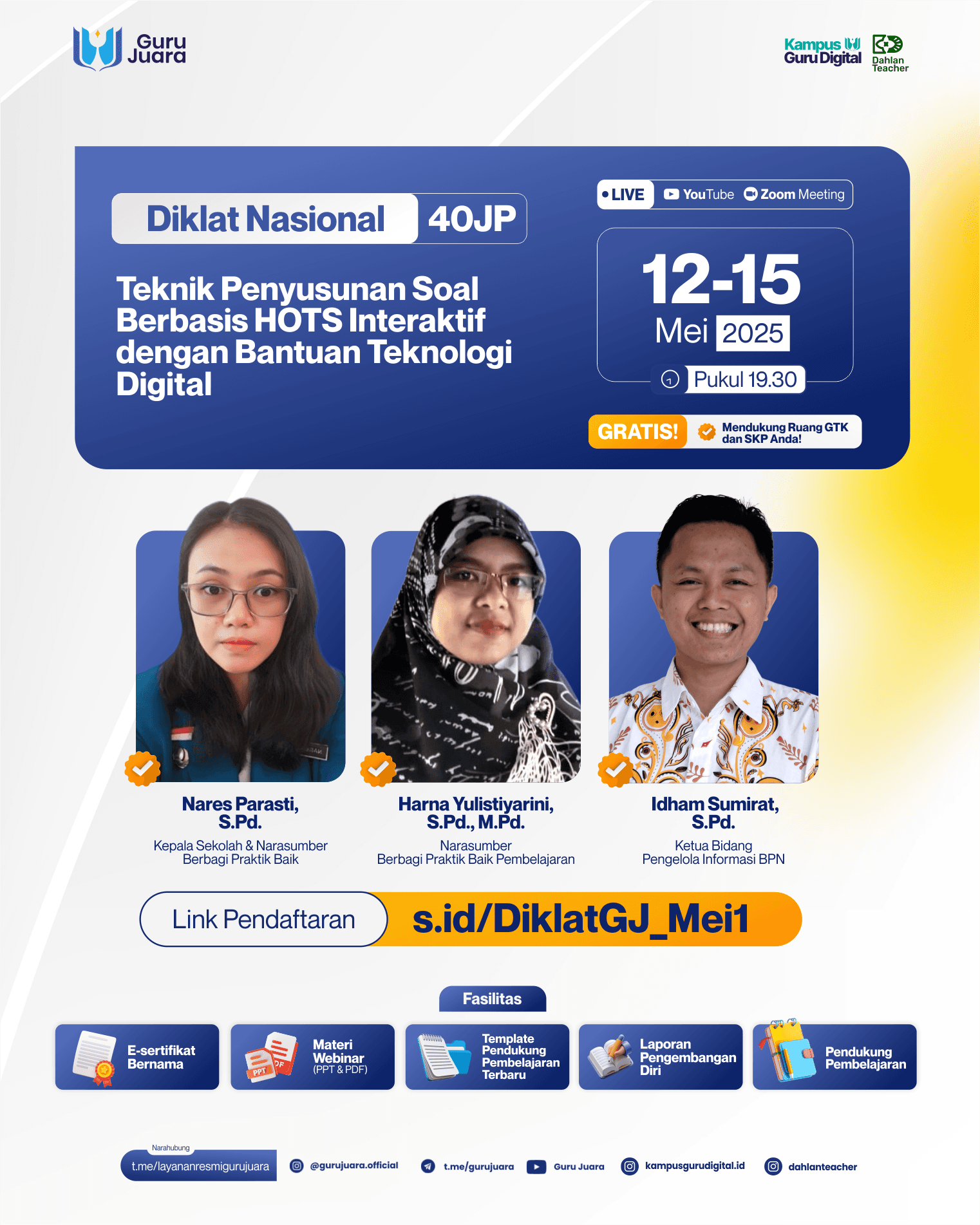 Diklat Nasional 40JP: Teknik Penyusunan Soal Berbasis HOTS Interaktif dengan Bantuan Teknologi Digital 