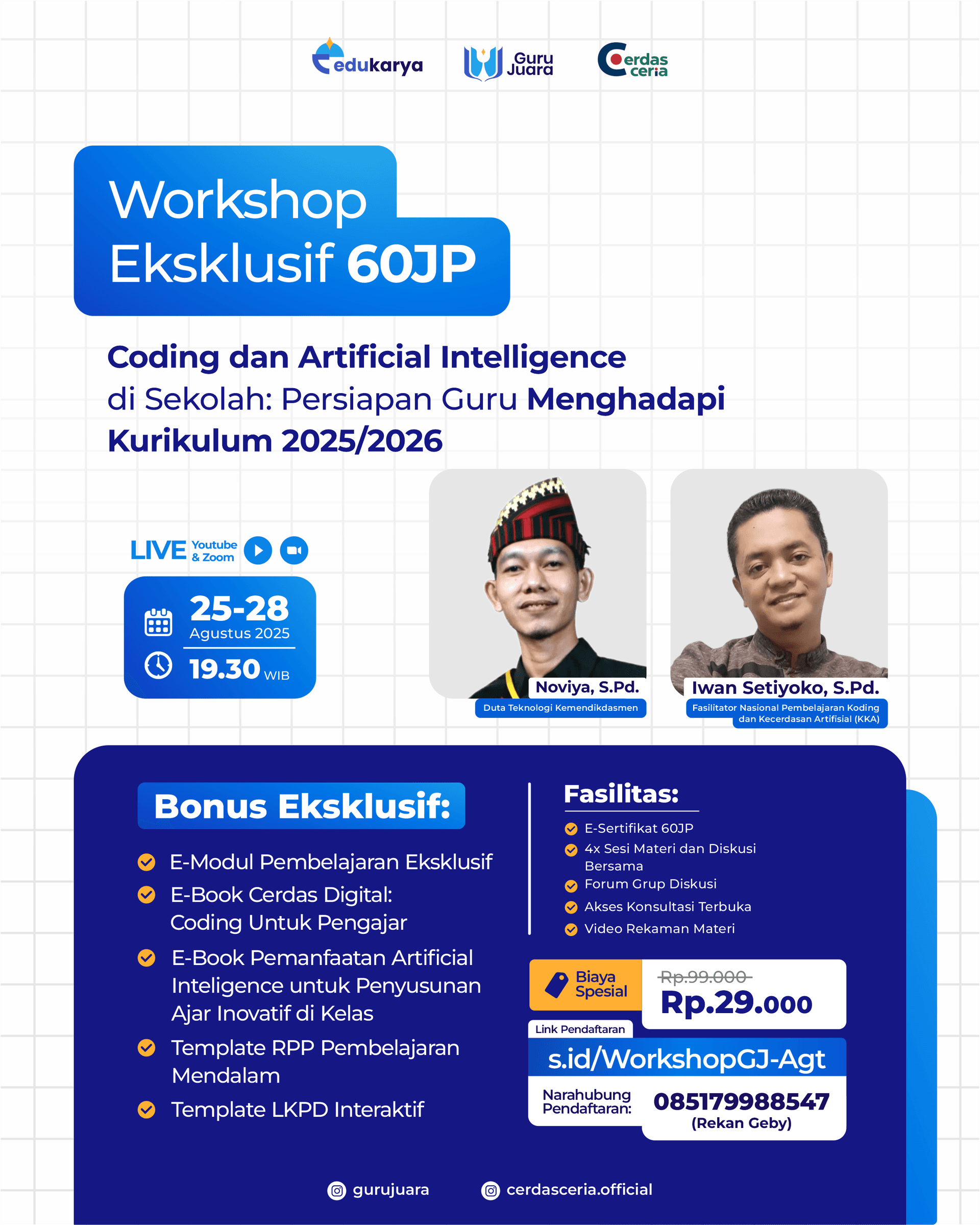 Workshop Eksklusif 60JP "Guru Adaptif di Era Digital: Integrasi Coding dan Artificial Intelligence dalam Kurikulum Nasional"