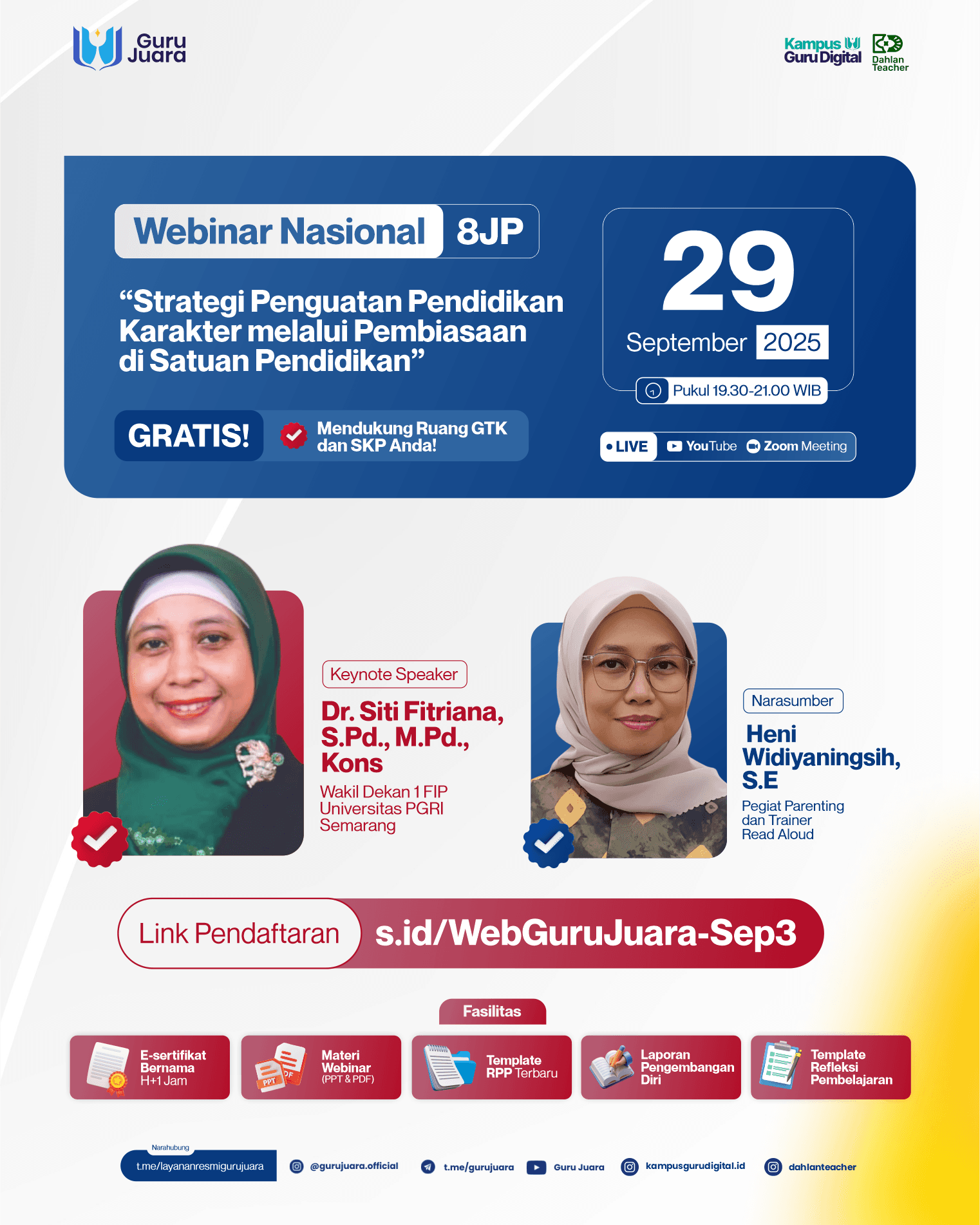 Webinar Nasional 8 JP "Strategi Penguatan Pendidikan Karakter melalui Pembiasaan di Satuan Pendidikan"