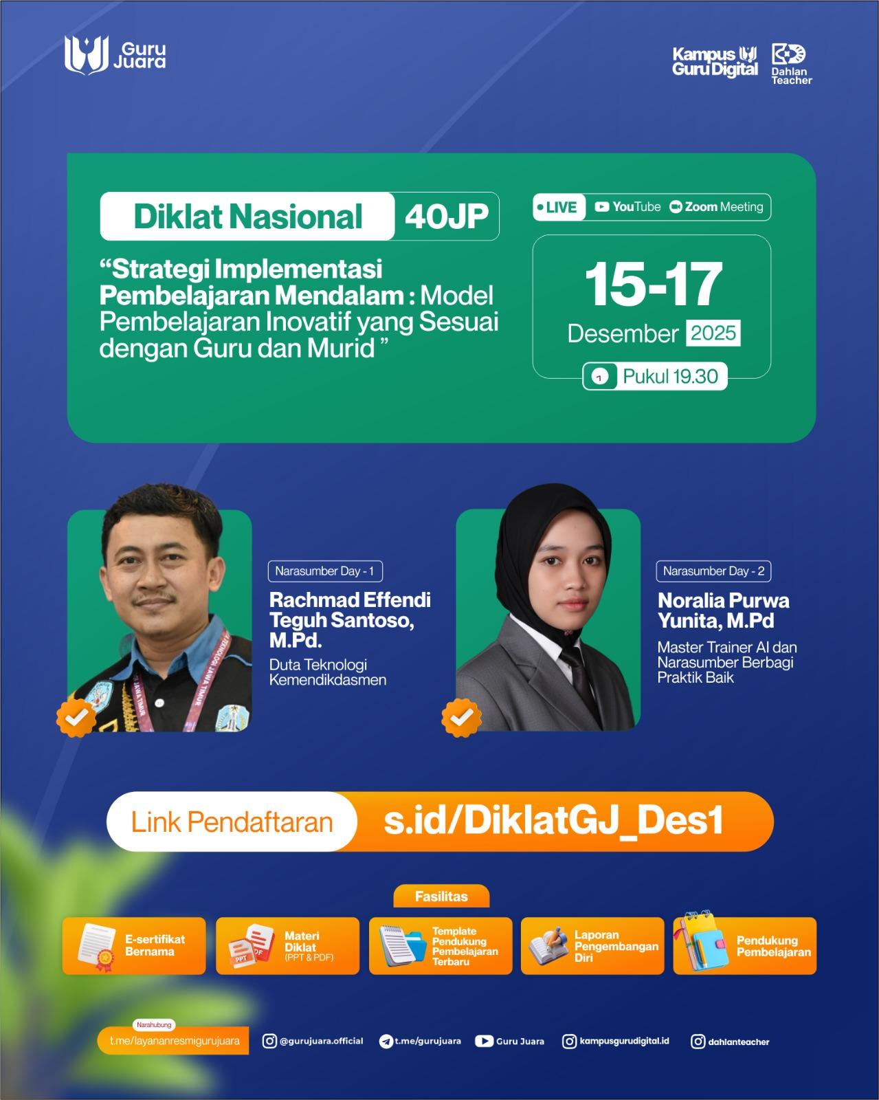 " Strategi Implementasi Pembelajaran Mendalam : Model Pembelajaran Inovatif yang Sesuai dengan Guru dan Murid”	