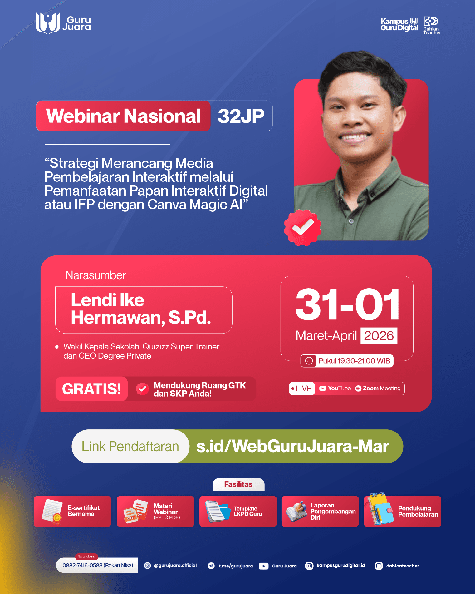 Webinar Nasional 32 JP "Strategi Merancang Media Pembelajaran Interaktif melalui Pemanfaatan Papan Interaktif Digital atau IFP dengan Canva Magic AI"