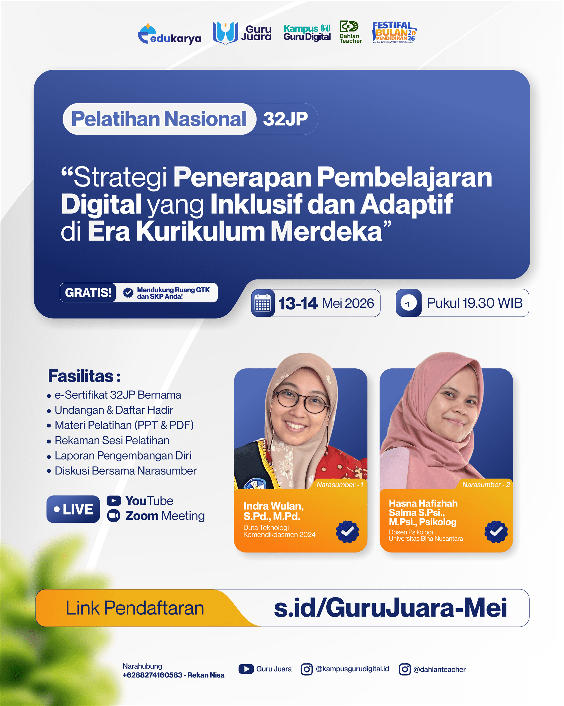 Pelatihan Nasional 32JP: Strategi Penerapan Pembelajaran  Digital yang Inklusif dan Adaptif di Era Kurikulum Merdeka