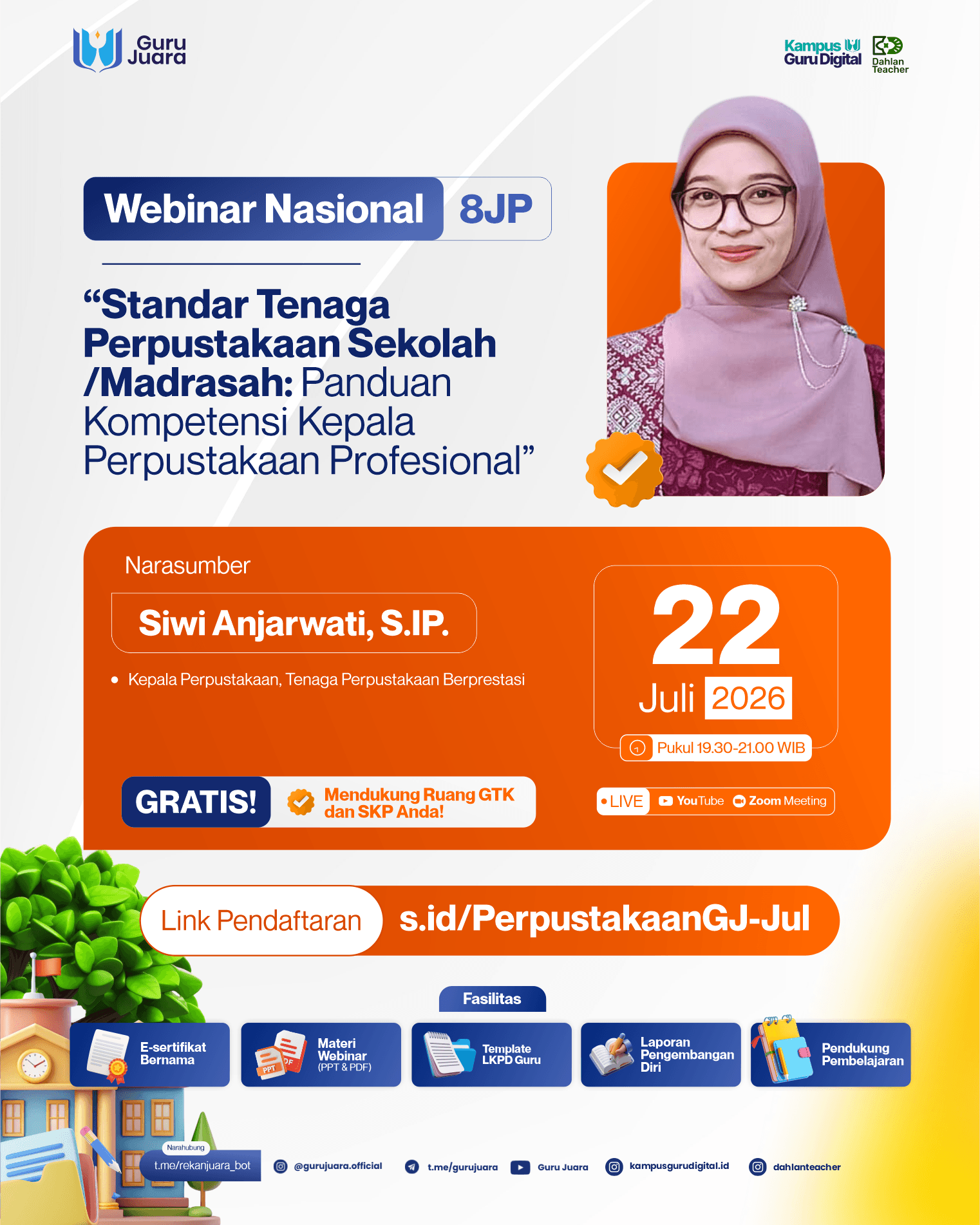 Webinar Nasional 8JP: "Standar Tenaga Perpustakaan Sekolah/Madrasah: Panduan Kompetensi Kepala Perpustakaan Profesional