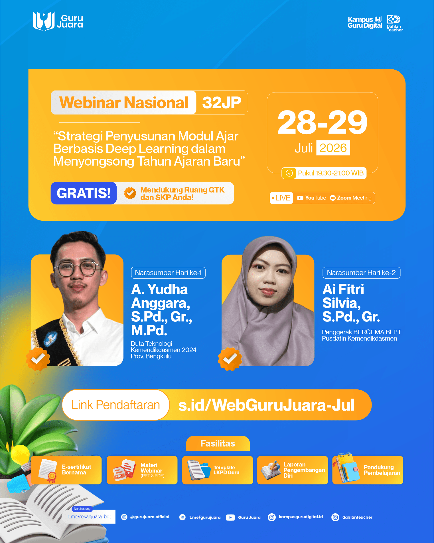 Webinar Nasional 32JP: "Strategi Penyusunan Modul Ajar Berbasis Deep Learning dalam Menyongsong Tahun Ajaran Baru"