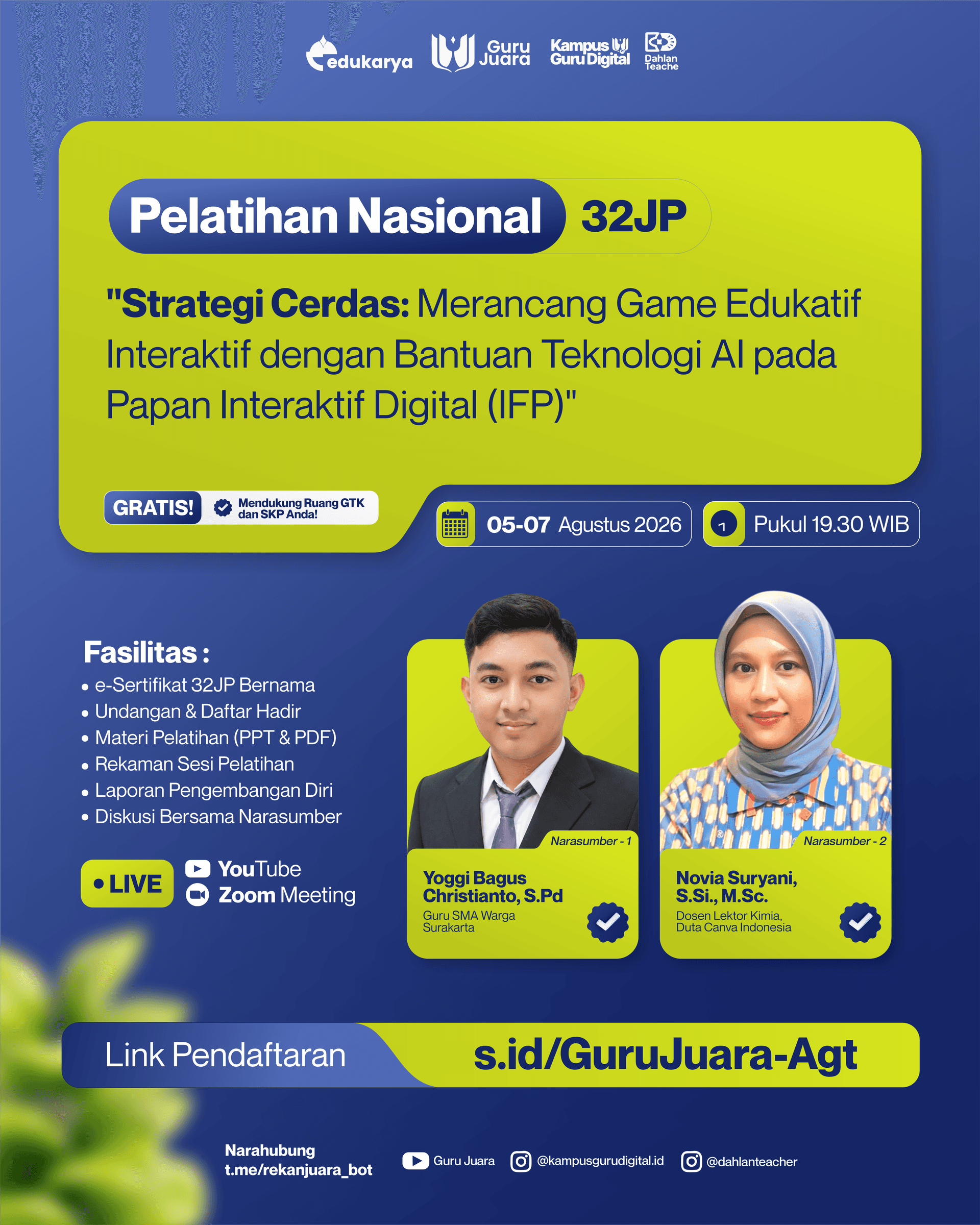 Pelatihan Nasional 32 JP: "Strategi Cerdas: Merancang Game Edukatif Interaktif dengan Bantuan Teknologi AI pada Papan Interaktif Digital (IFP)"