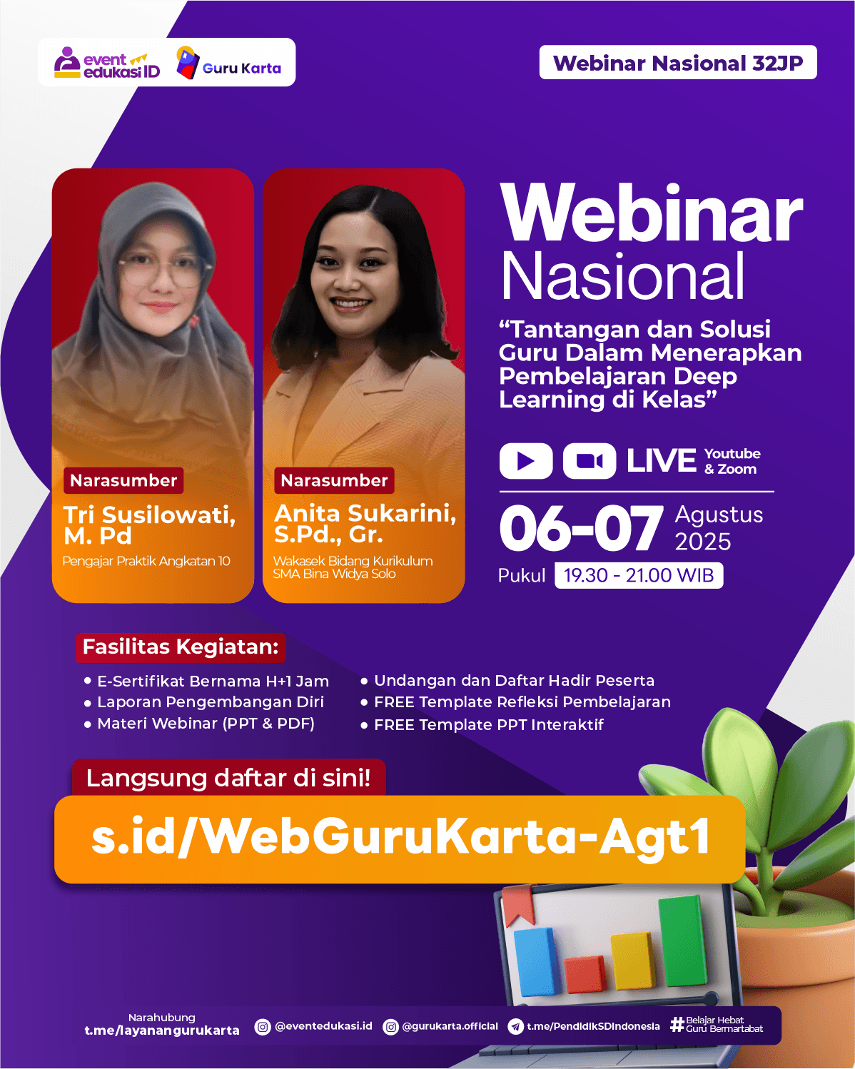 WEBINAR NASIONAL 32 JP "⁠Tantangan dan Solusi Guru Dalam Menerapkan Pembelajaran Deep Learning di Kelas"