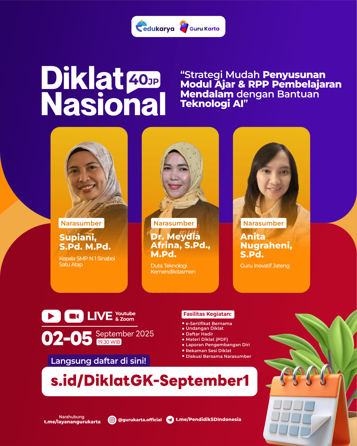 Diklat Nasional 40 JP Strategi Mudah Penyusunan Modul Ajar & RPP Pembelajaran Mendalam dengan Bantuan Teknologi AI