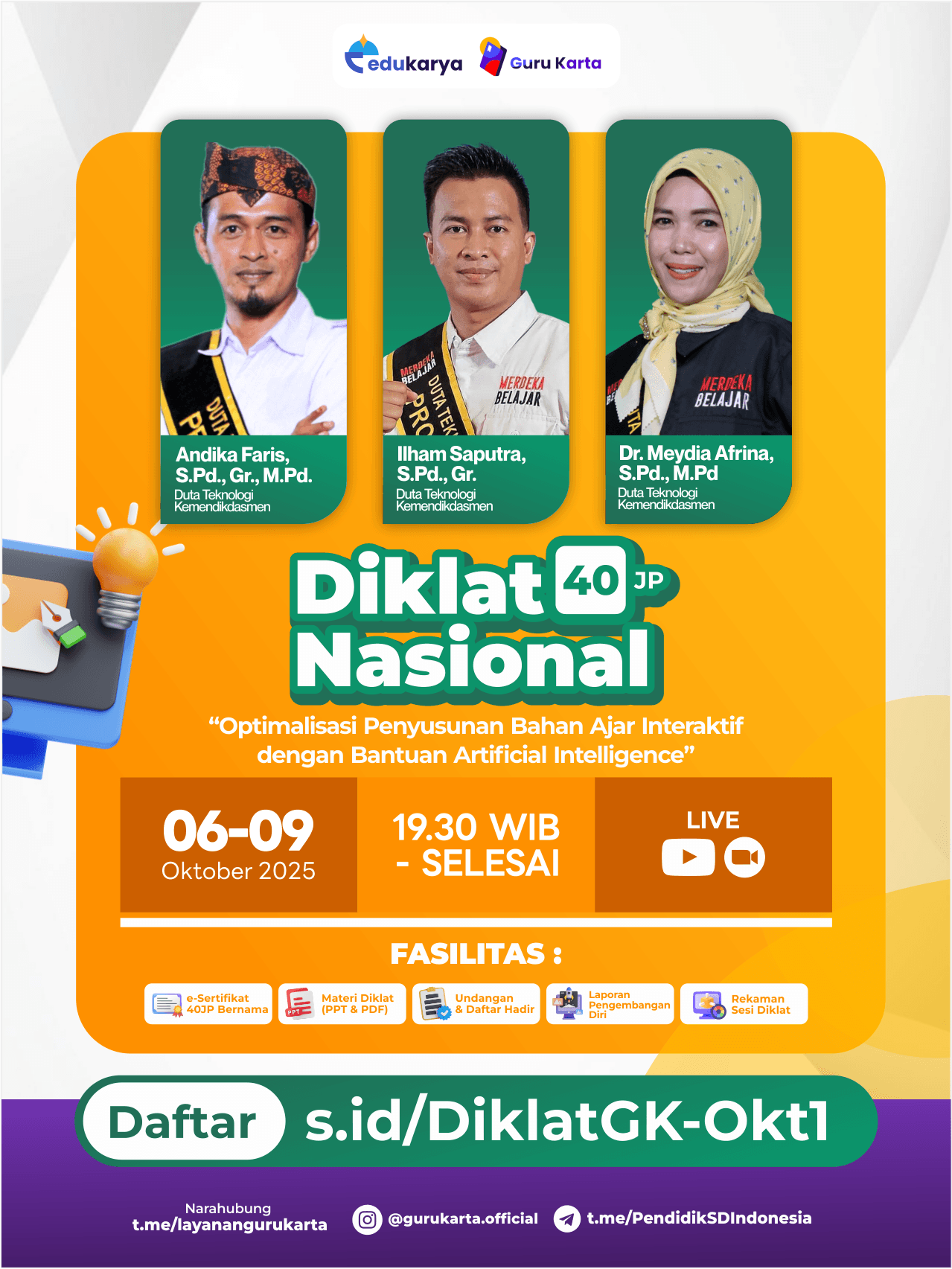 Diklat NASIONAL 40 JP Optimalisasi Penyusunan Bahan Ajar Interaktif dengan Bantuan Artificial Intellegence