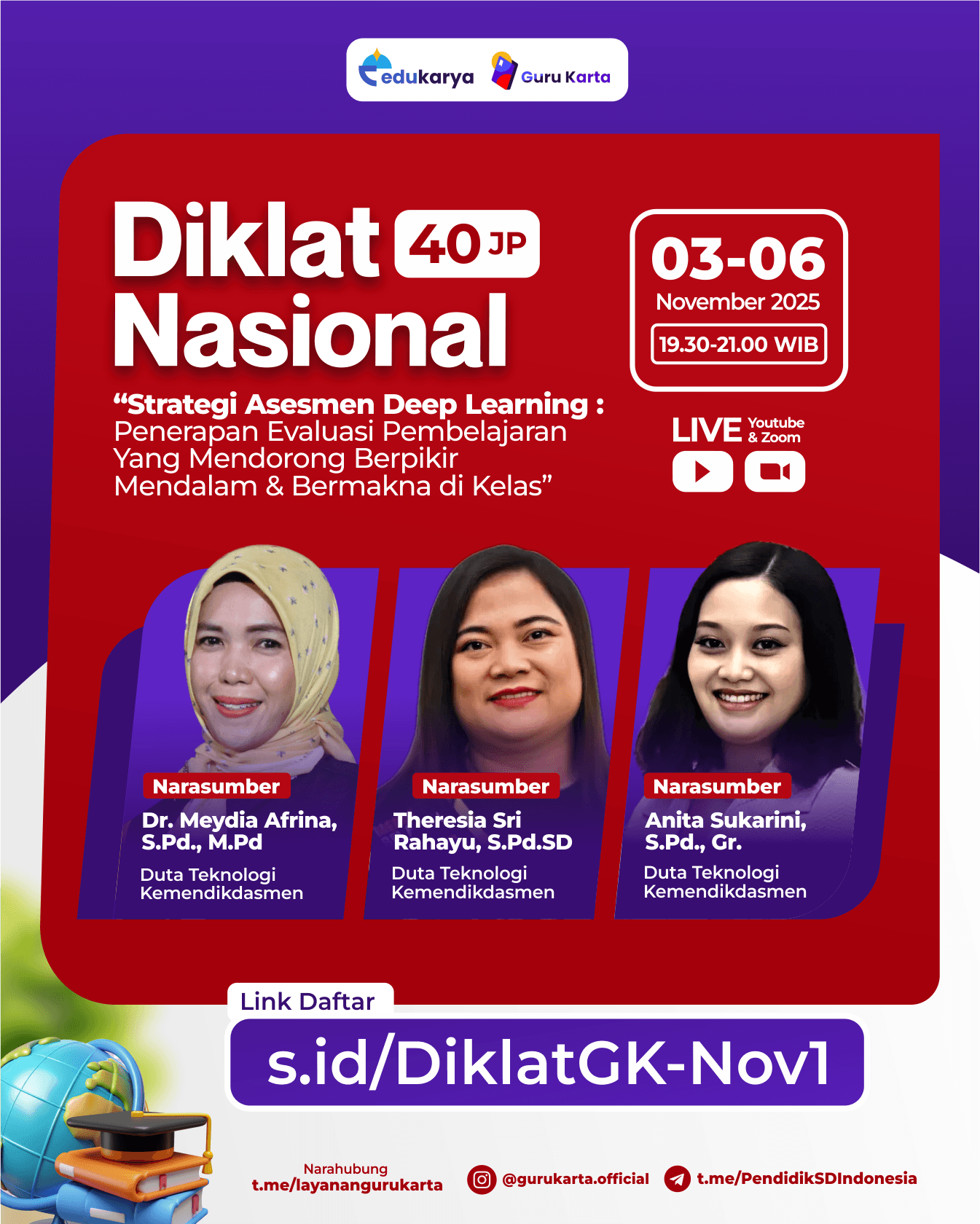 Diklat Nasional 40JP Strategi Asesmen Deep Learning : Penerapan Evaluasi Pembelajaran yang Mendorong Berpikir Mendalam & Bermakna di Kelas