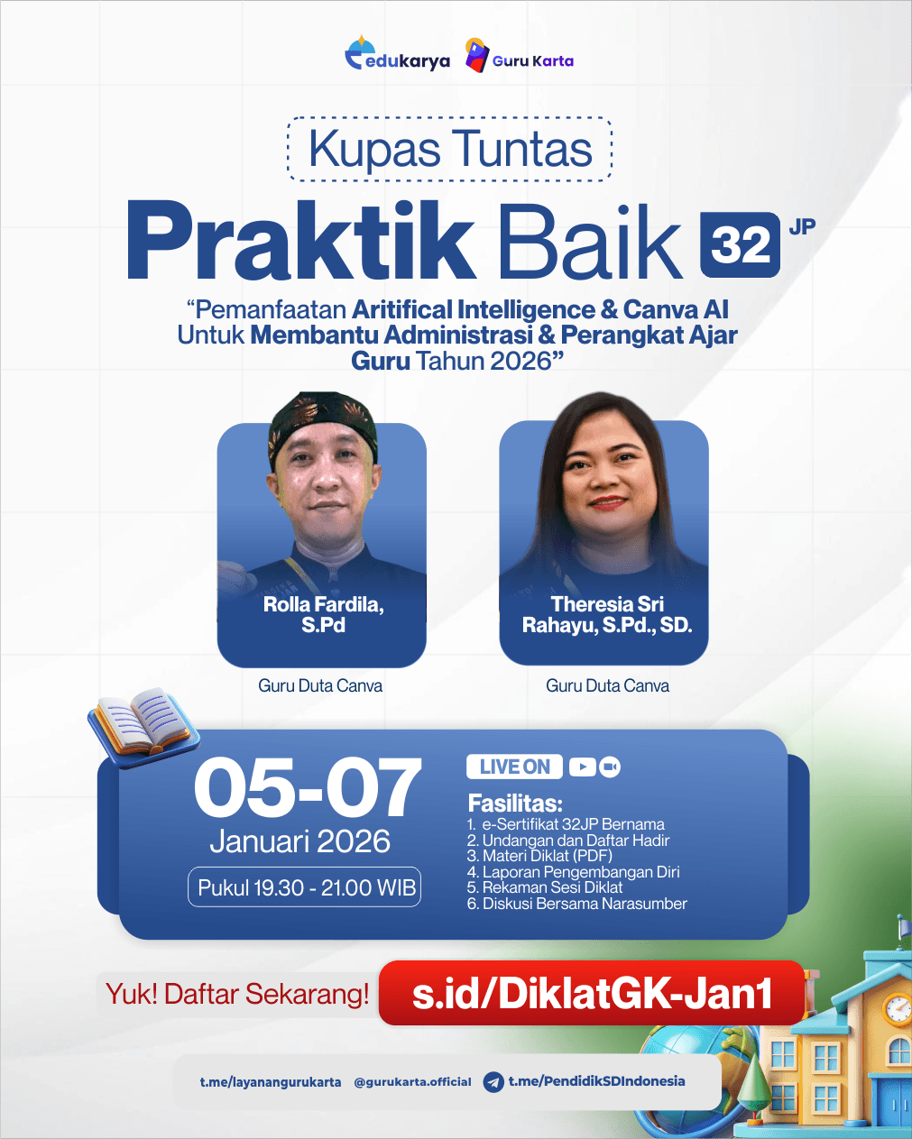 Diklat Nasional 32 JP Pemanfaatan Artificial Intellegence & Canva AI untuk Membantu Administrasi & Perangkat Ajar Guru Tahun 2026