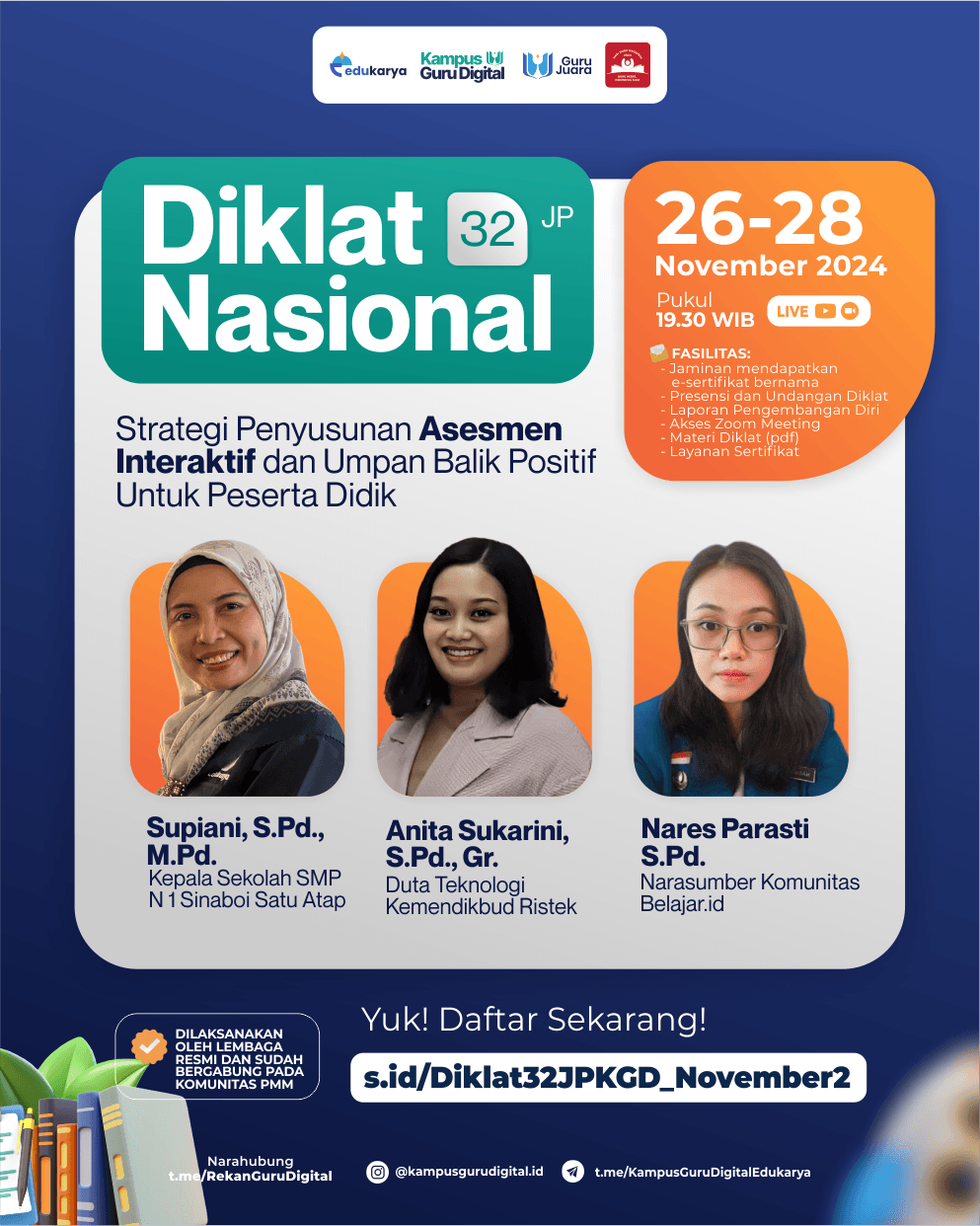 Diklat Nasional 32JP : Strategi Penyusunan Asesmen Interaktif dan Umpan Balik Positif Untuk Peserta Didik