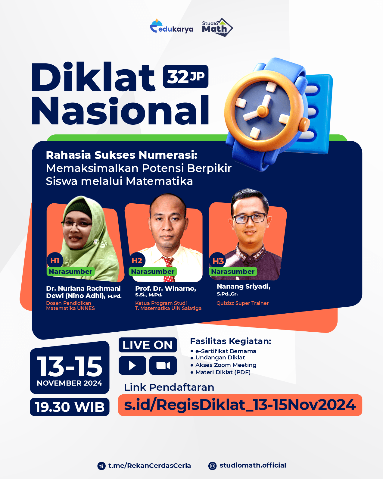 DIKLAT NASIONAL 32 JP "Rahasia Sukses Numerasi: Memaksimalkan Potensi Berpikir Siswa melalui Matematika"