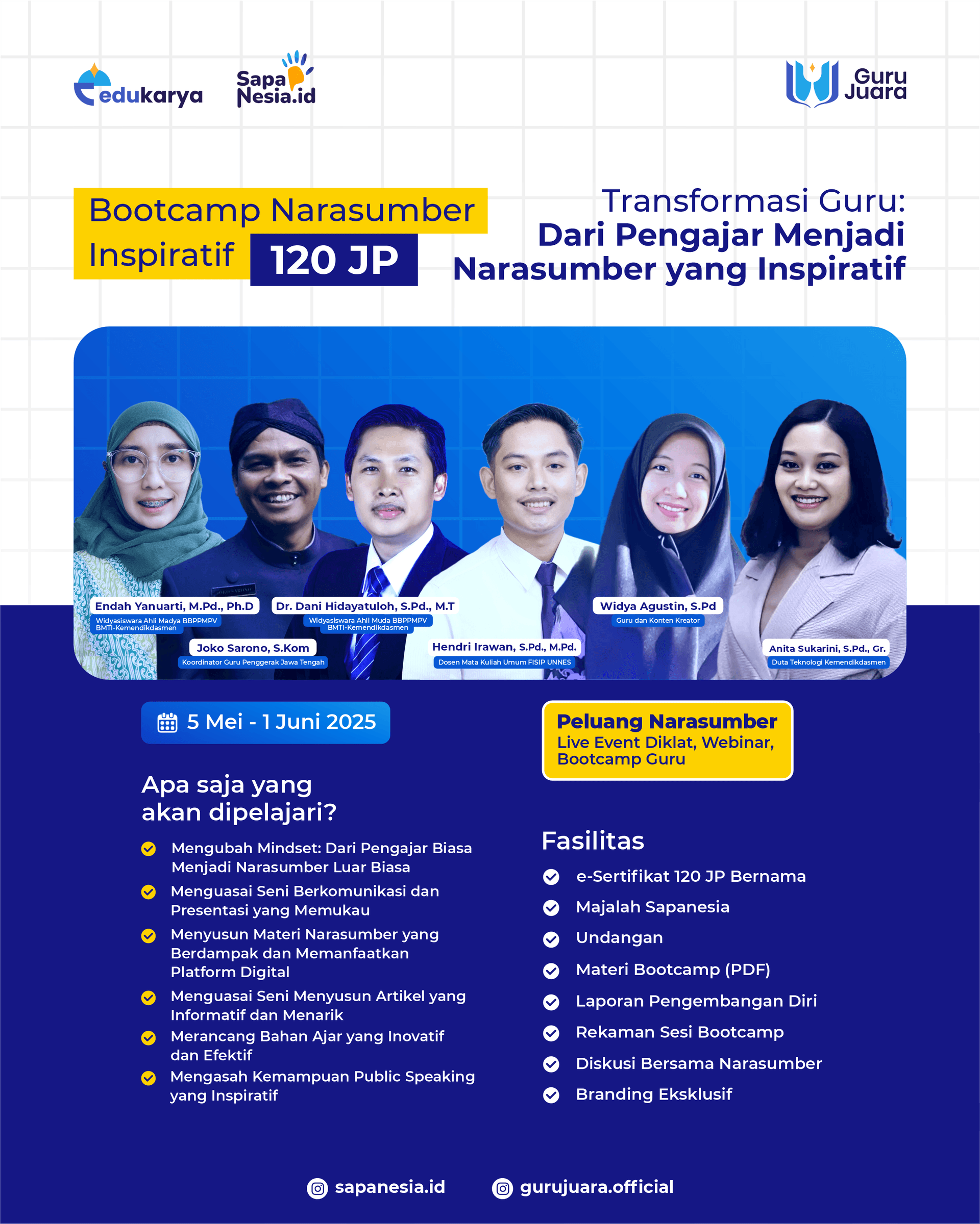 BOOTCAMP NARASUMBER INSPIRATIF "Transformasi Guru: Dari Pengajar Menjadi Narasumber yang Inspiratif"