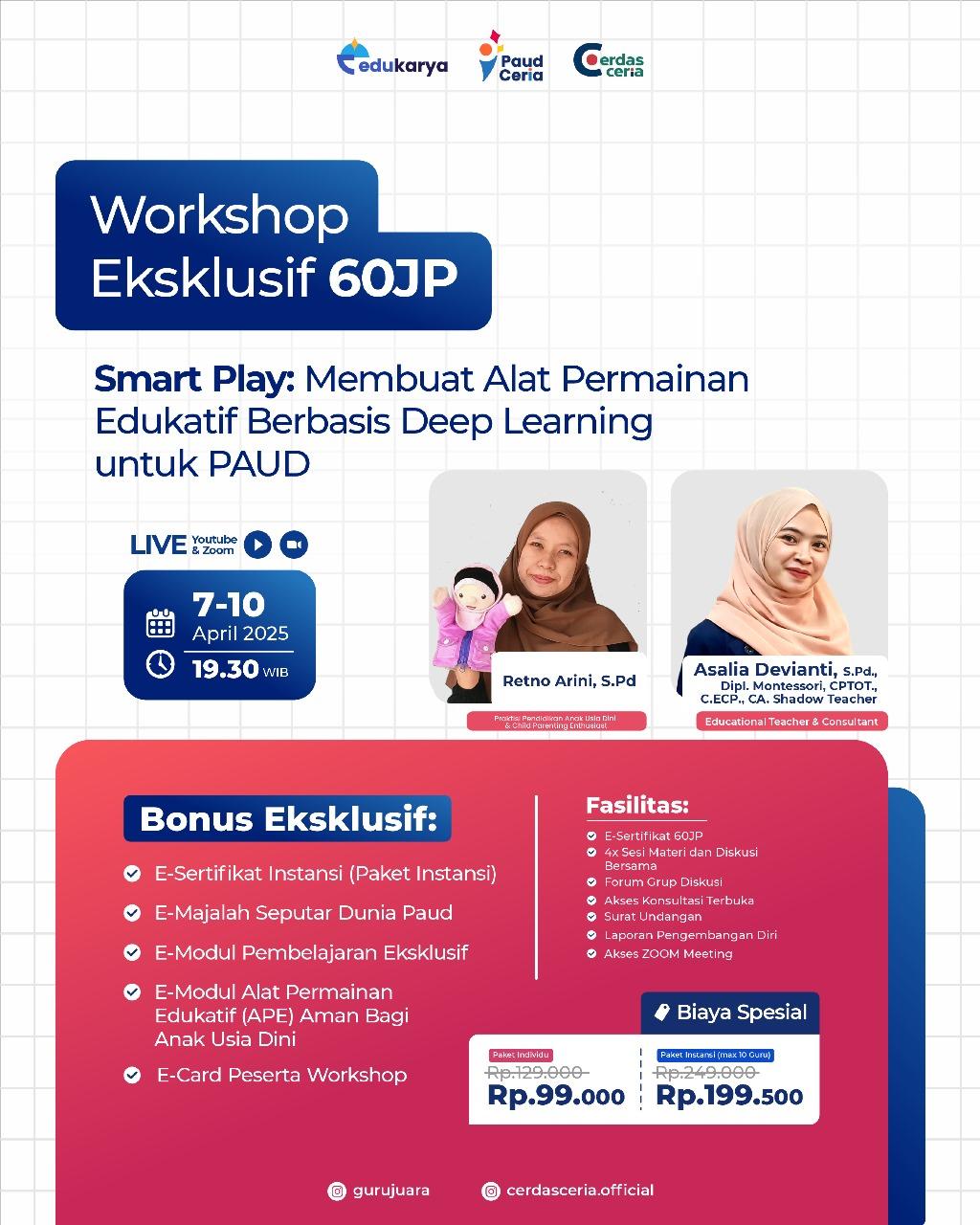 Workshop Eksklusif 60JP: "Smart Play: Membuat Alat Permainan Edukatif Berbasis Deep Learning untuk PAUD"
