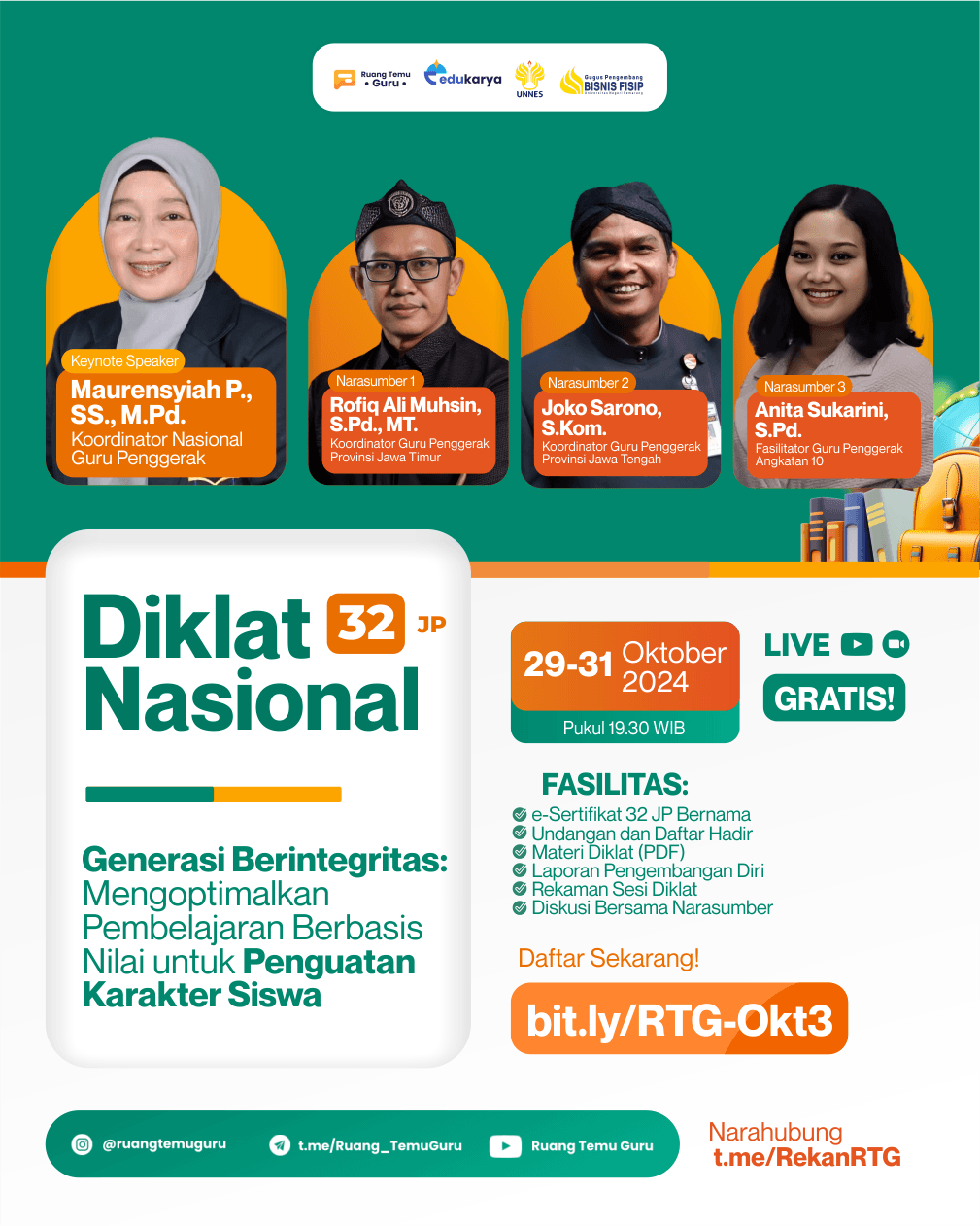 Diklat Nasional 32JP Generasi Berintegritas: Mengoptimalkan Pembelajaran Berbasis Nilai untuk Penguatan Karakter Siswa