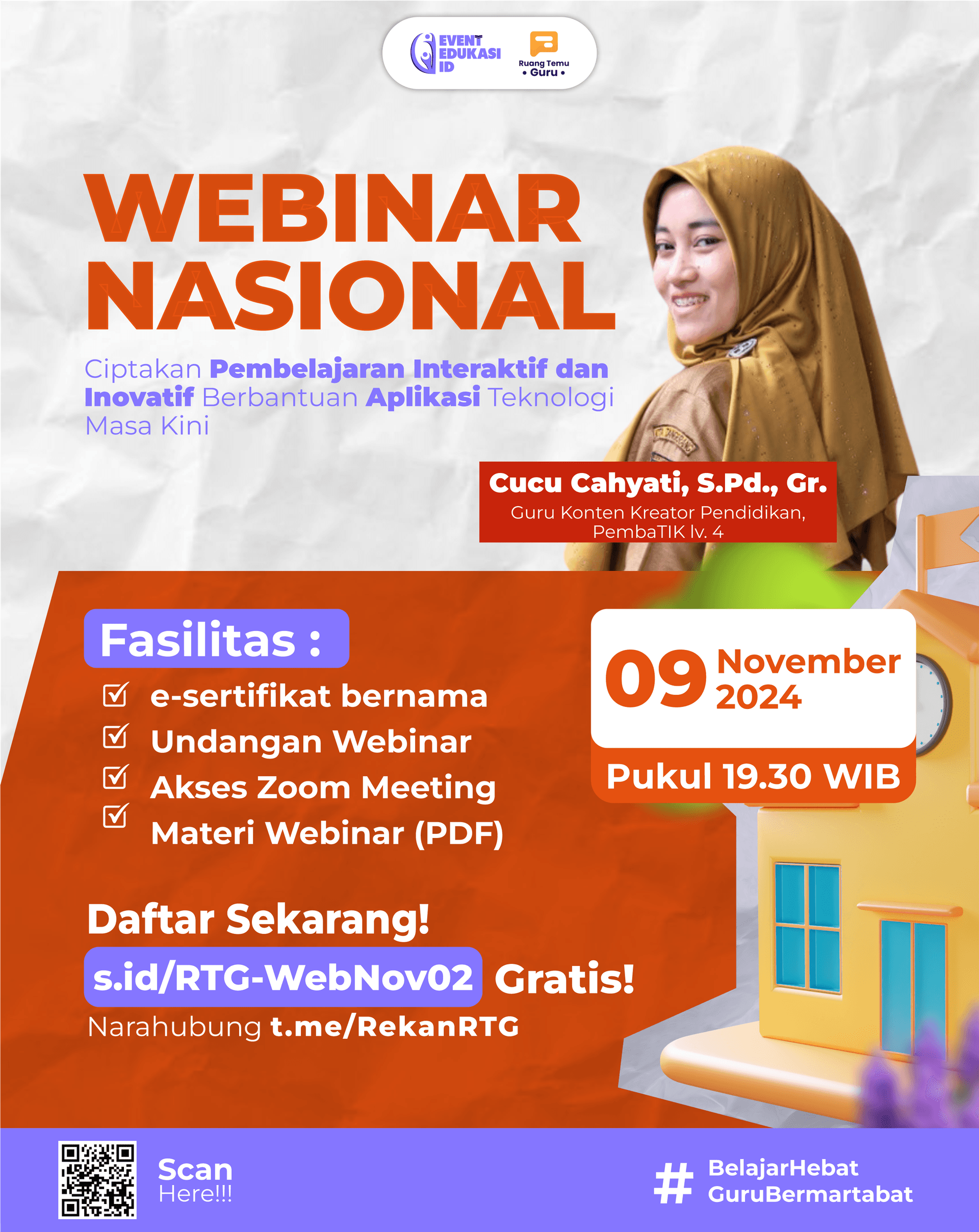 WEBINAR NASIONAL 4JP "Ciptakan Pembelajaran Interaktif dan Inovatif Berbantuan Aplikasi Teknologi Masa Kini"