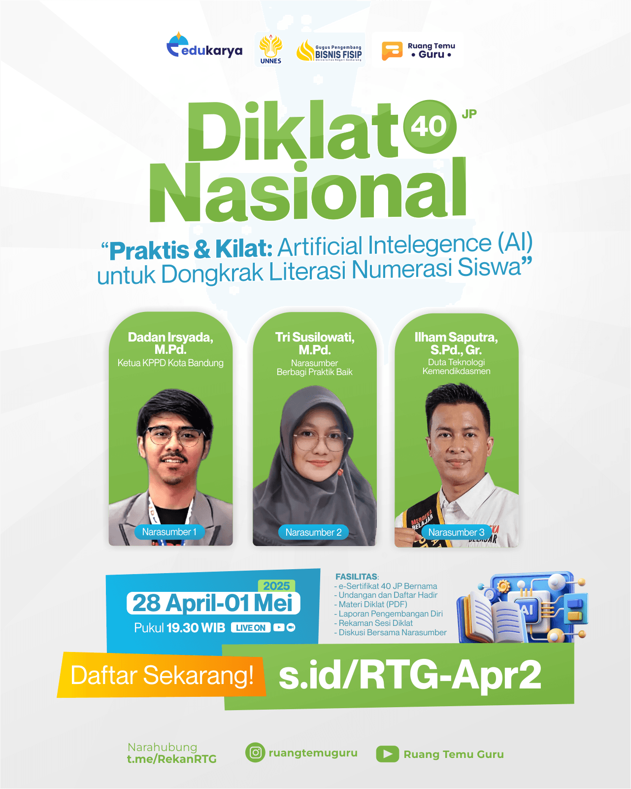 Diklat Nasional 40JP "Praktis & Kilat: Artificial Intelligence (AI) untuk Dongkrak Literasi Numerasi Siswa”