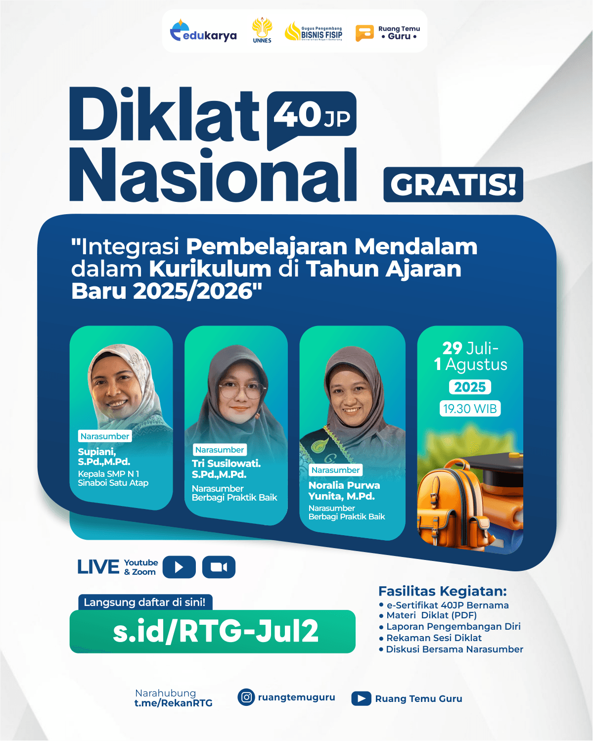 Diklat Nasional 40JP: Integrasi Pembelajaran Mendalam dalam Kurikulum di Tahun Ajaran Baru 2025/2026