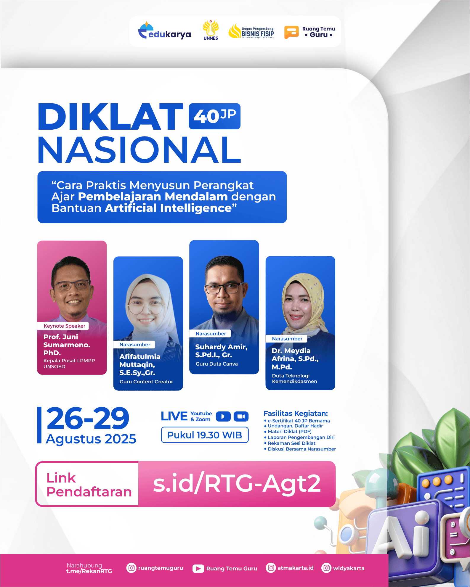 Diklat Nasional 40JP “Cara Praktis Menyusun Perangkat Ajar Pembelajaran Mendalam dengan Bantuan Artificial Intelligence”