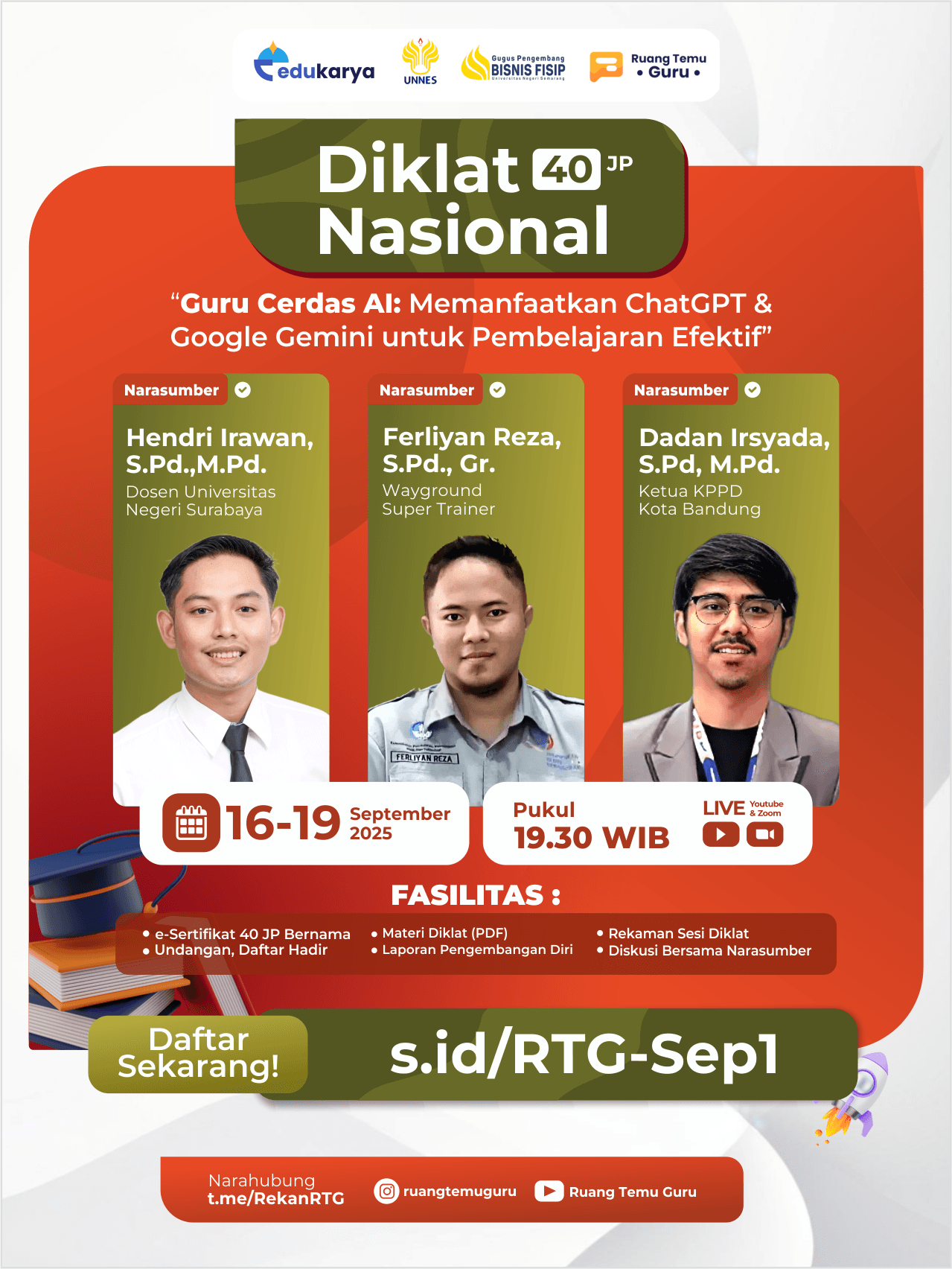 Diklat Nasional 40JP: "Guru Cerdas AI: Memanfaatkan ChatGPT & Google Gemini untuk Pembelajaran Efektif"