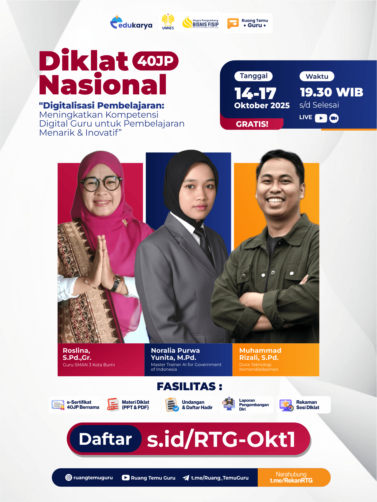 Diklat Nasional 40JP: "Digitalisasi Pembelajaran: Meningkatkan Kompetensi Digital Guru untuk Pembelajaran Menarik & Inovatif" 