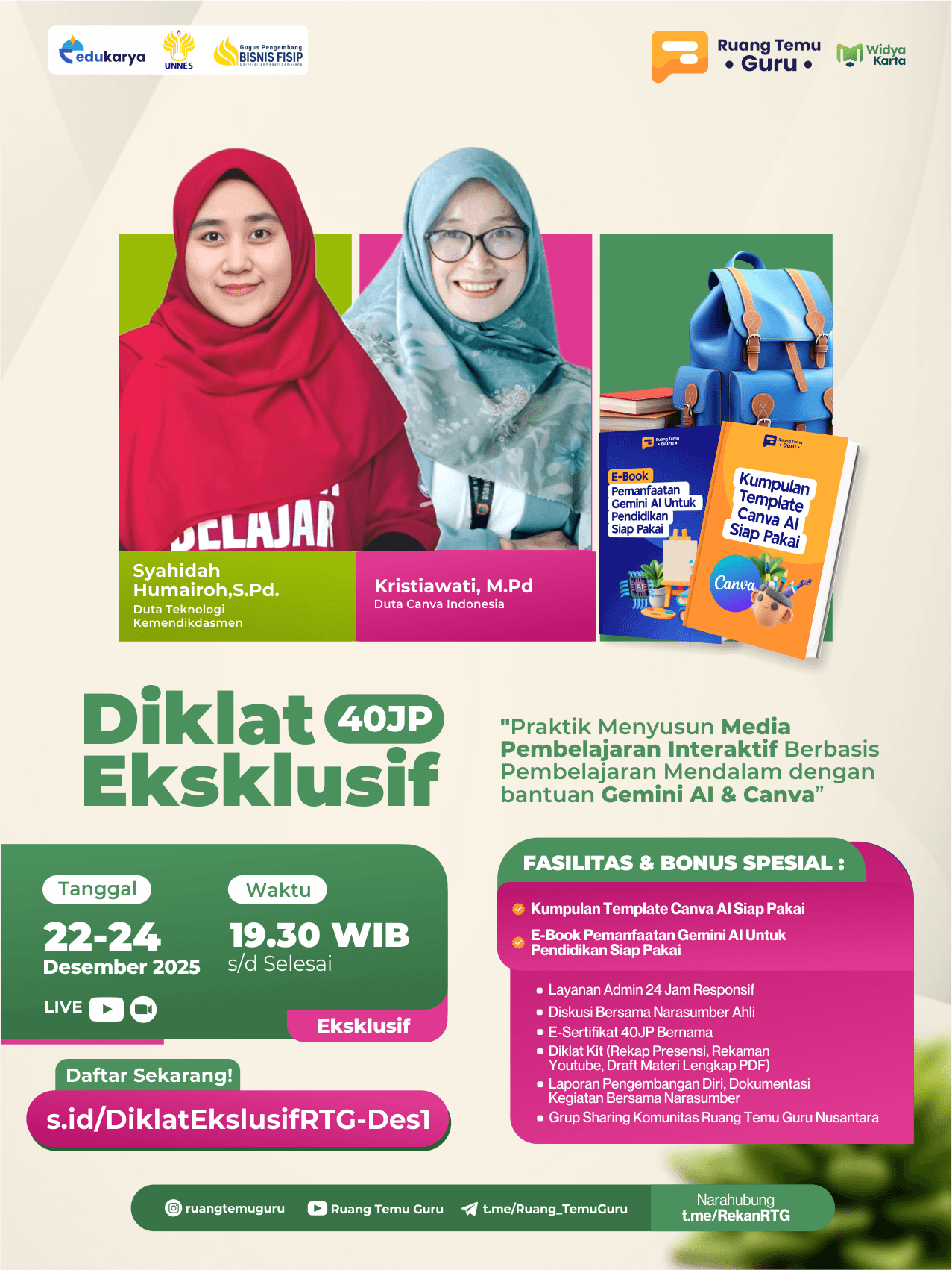 Diklat Nasional 40JP Praktik Menyusun Media Pembelajaran Interaktif Berbasis Pembelajaran Mendalam Dengan Bantuan Gemini dan Canva