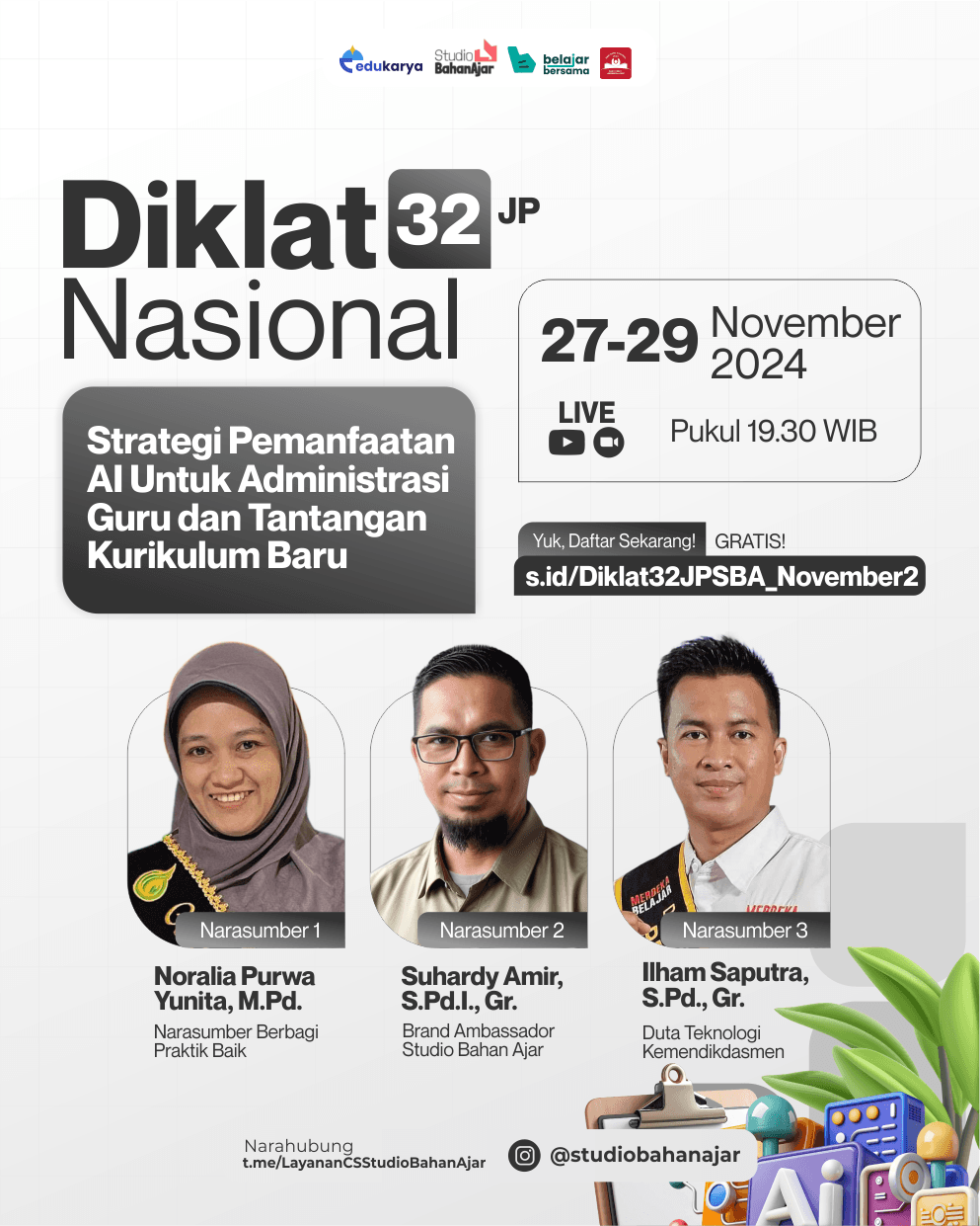 Diklat Nasional 32JP : Strategi Pemanfaatan AI Untuk Administrasi Guru dan Tantangan Kurikulum Baru