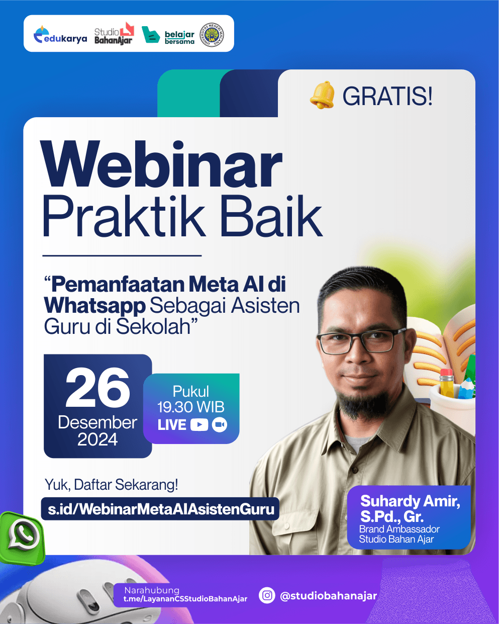 Webinar Berbagi Praktik Baik : Pemanfaatan Meta AI di Whatsapp Sebagai Asisten Guru di Sekolah