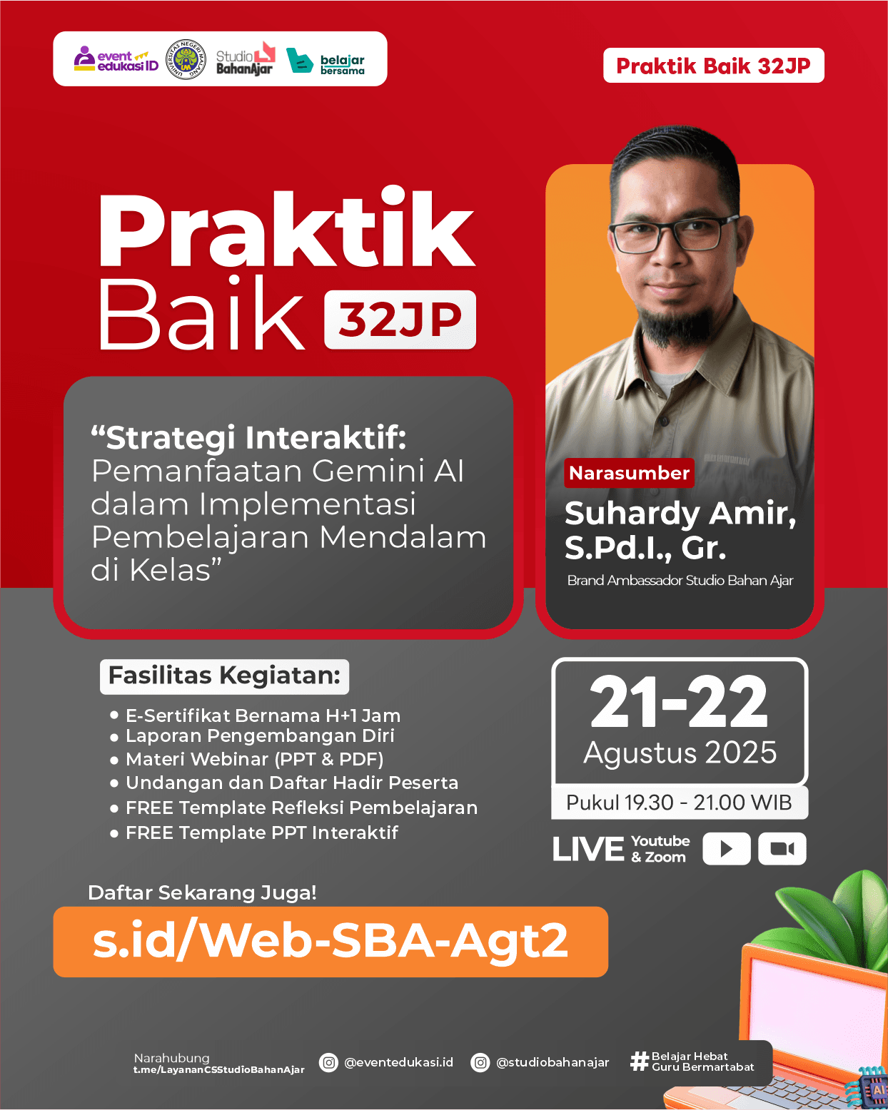 WEBINAR BERBAGI PRAKTIK BAIK 32JP: "Strategi Interaktif: Pemanfaatan Gemini AI dalam Implementasi Pembelajaran Mendalam di Kelas"
