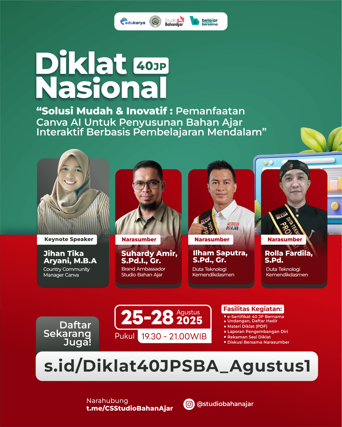 Diklat Nasional 40JP "Solusi Mudah & Inovatif : Pemanfaatan Canva AI Untuk Penyusunan Bahan Ajar Interaktif Berbasis Pembelajaran Mendalam"
