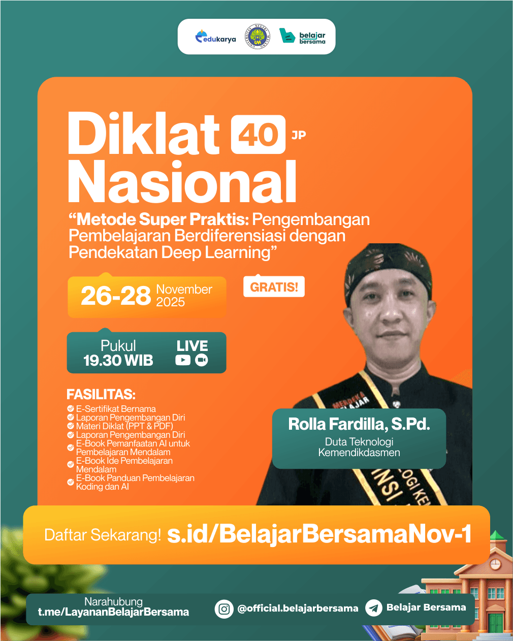Diklat Nasional 40JP: "Metode Super Praktis: Pengembangan Pembelajaran Berdiferensiasi dengan Pendekatan Deep Learning"