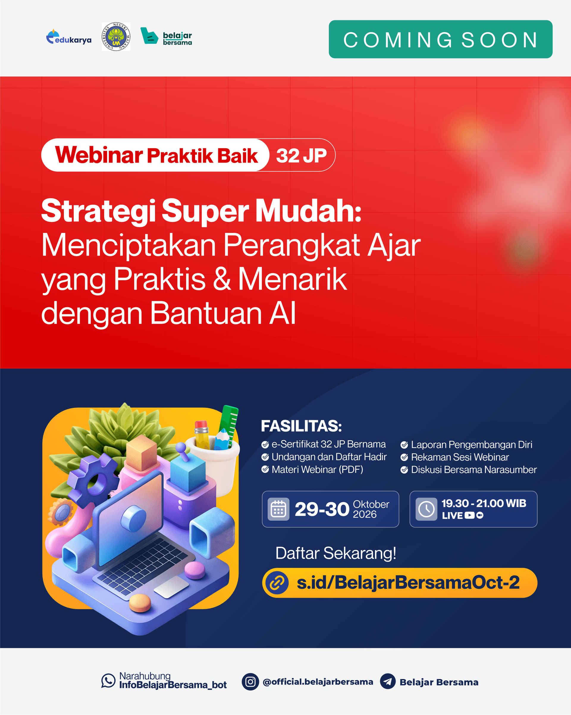 Webinar Praktik Baik 32 JP: "Strategi Super Mudah: Menciptakan Perangkat Ajar yang Praktis dan Menarik dengan Bantuan AI"