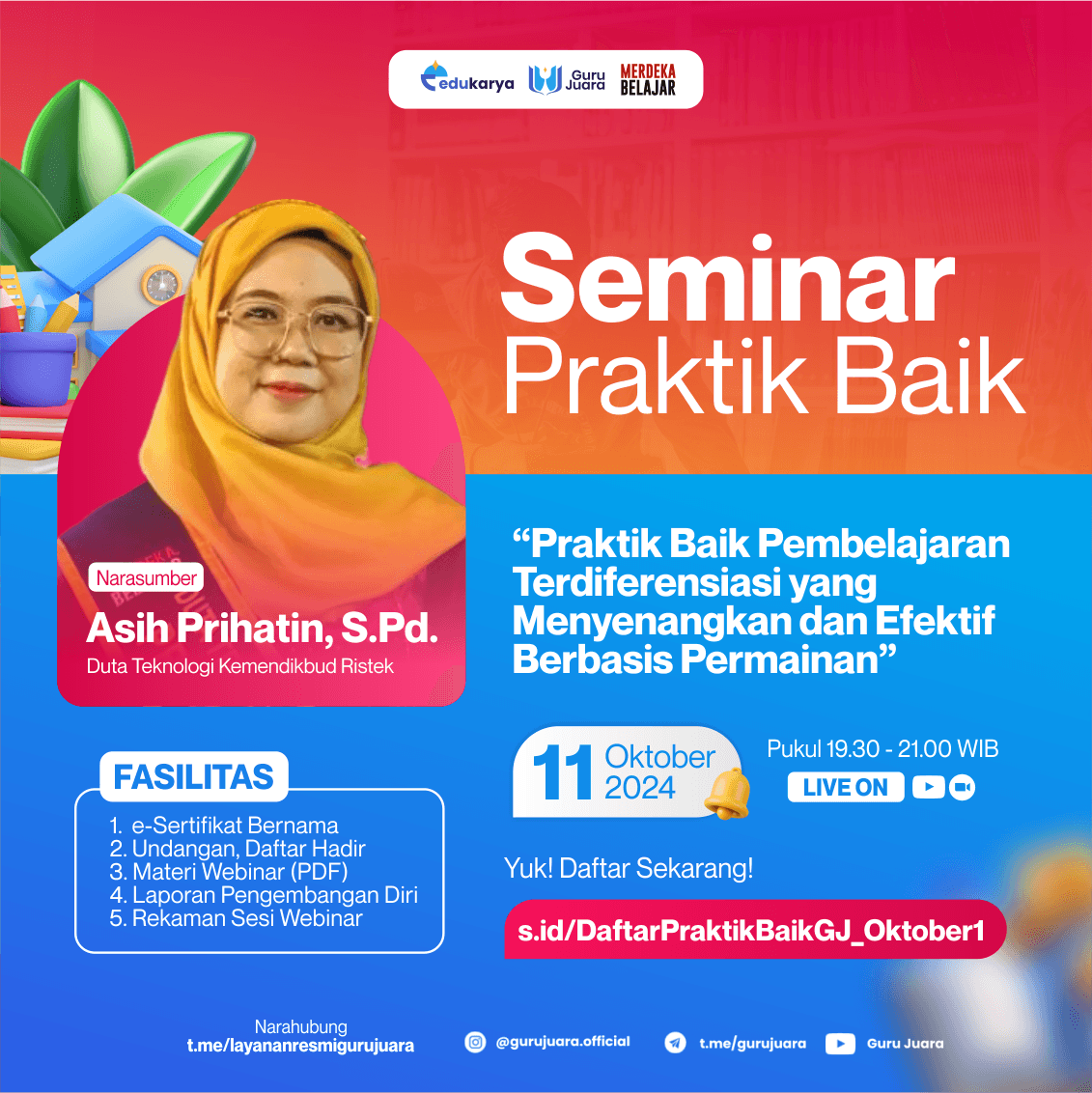 Seminar Praktik Baik Praktik Baik Pembelajaran Terdiferensiasi yang Menyenangkan dan Efektif Berbasis Permainan
